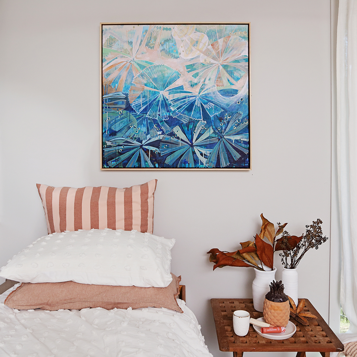 Lr 060 Fan Palm Moment Ii Smith And Brooks Art Art For Tropical Homes Coastal Art Beach Vibes Cairns Art Palms