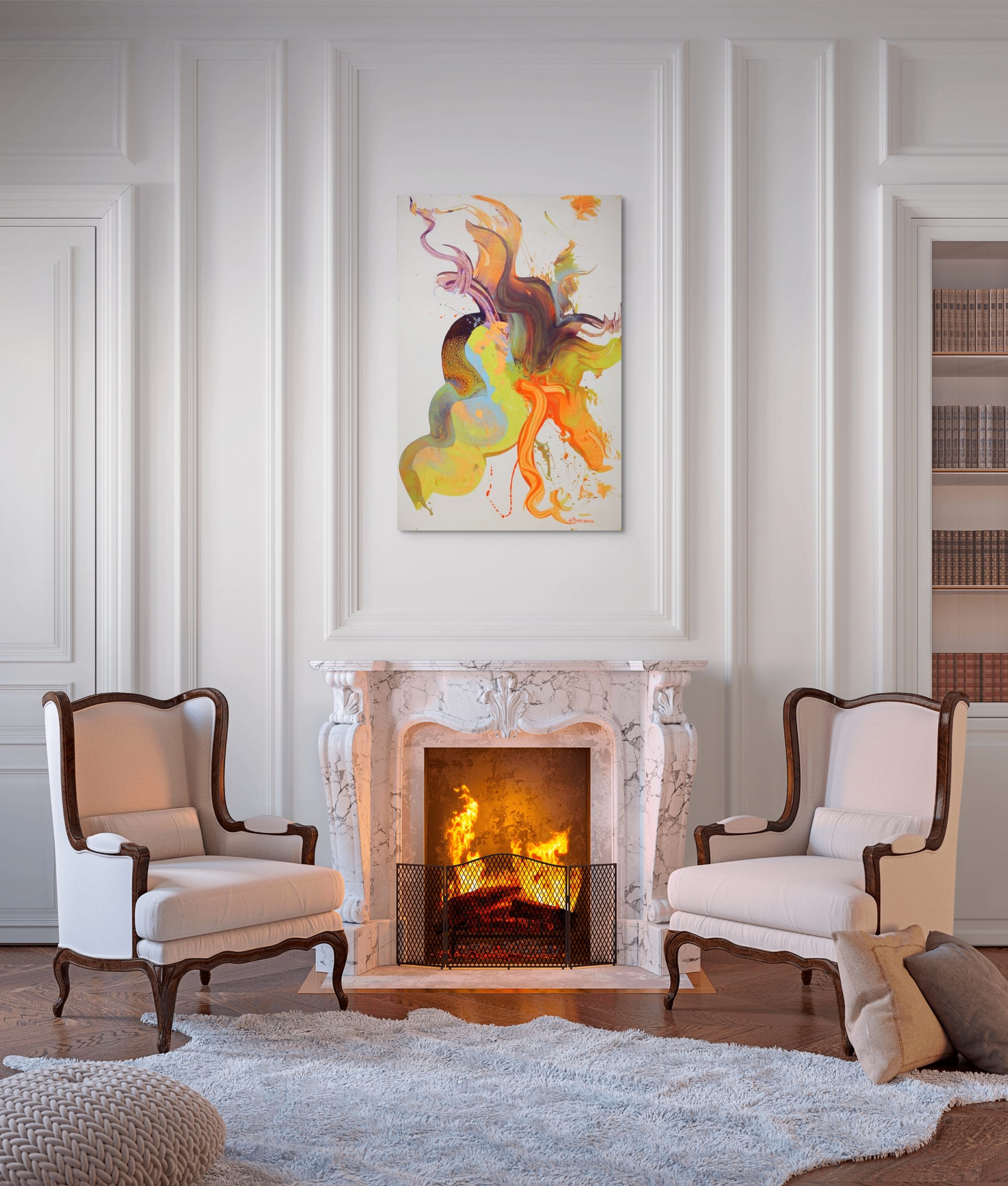 Chairs And Fireplace