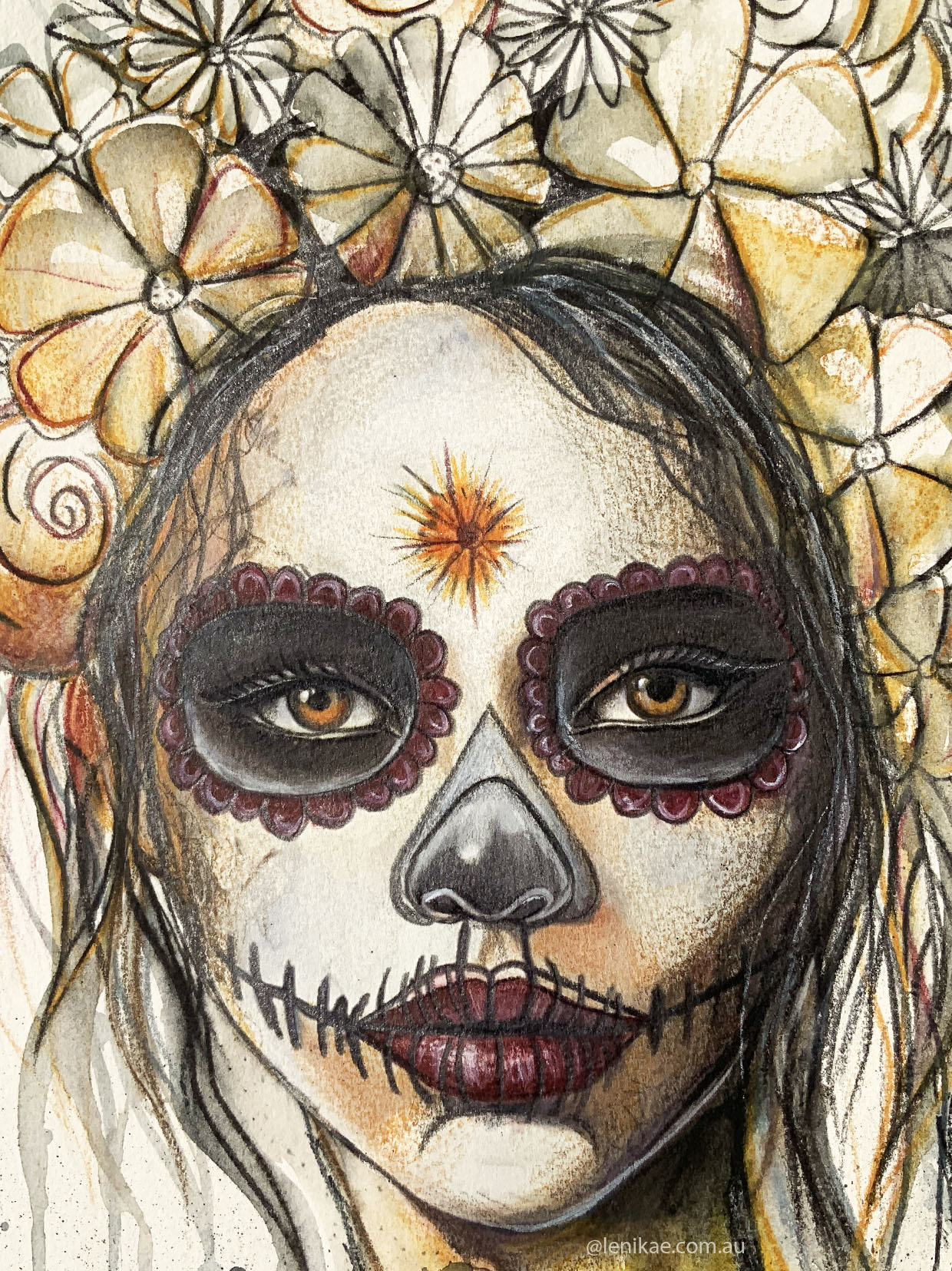 Sydney Artist Leni Kae Awakenings For Dia De Los Muertes Closeup