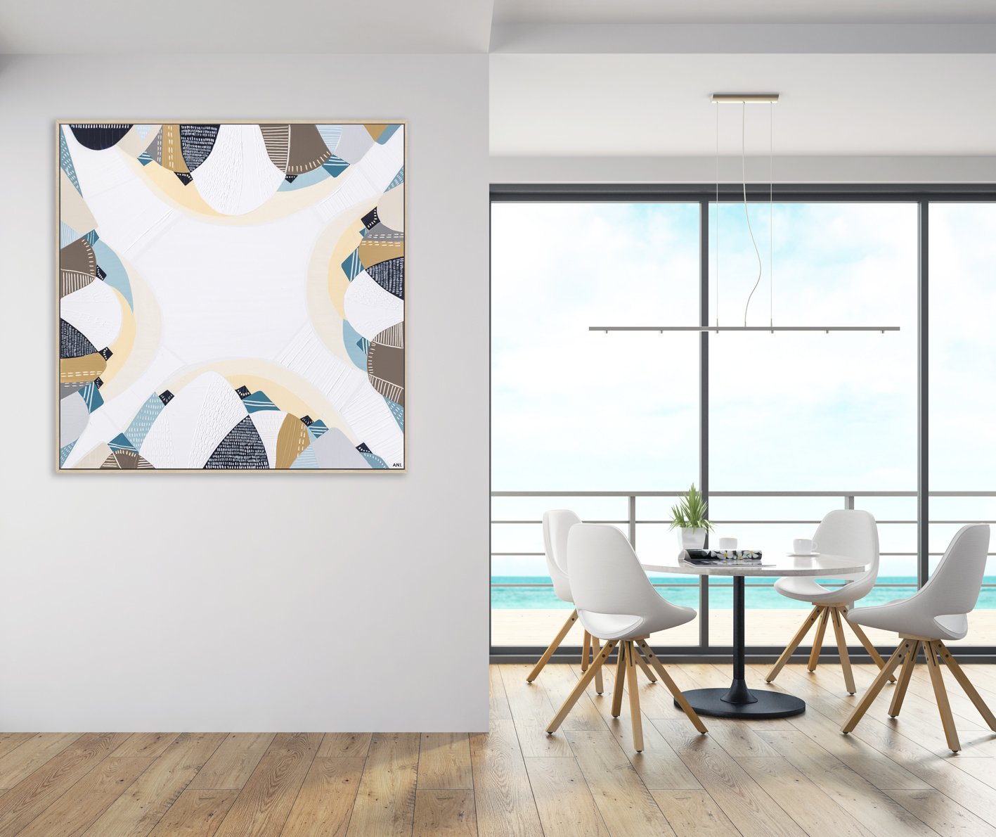 Interior Of Modern Design Room With Sea View 3d Rendering