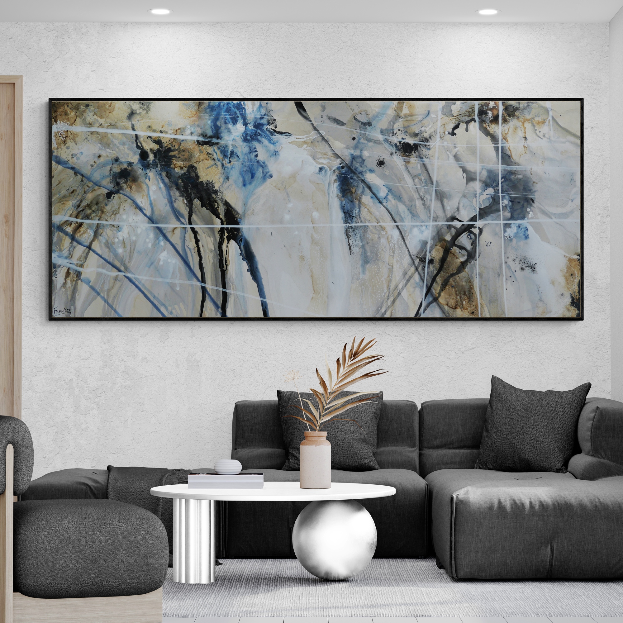 Living Room With Unique Coffee Table