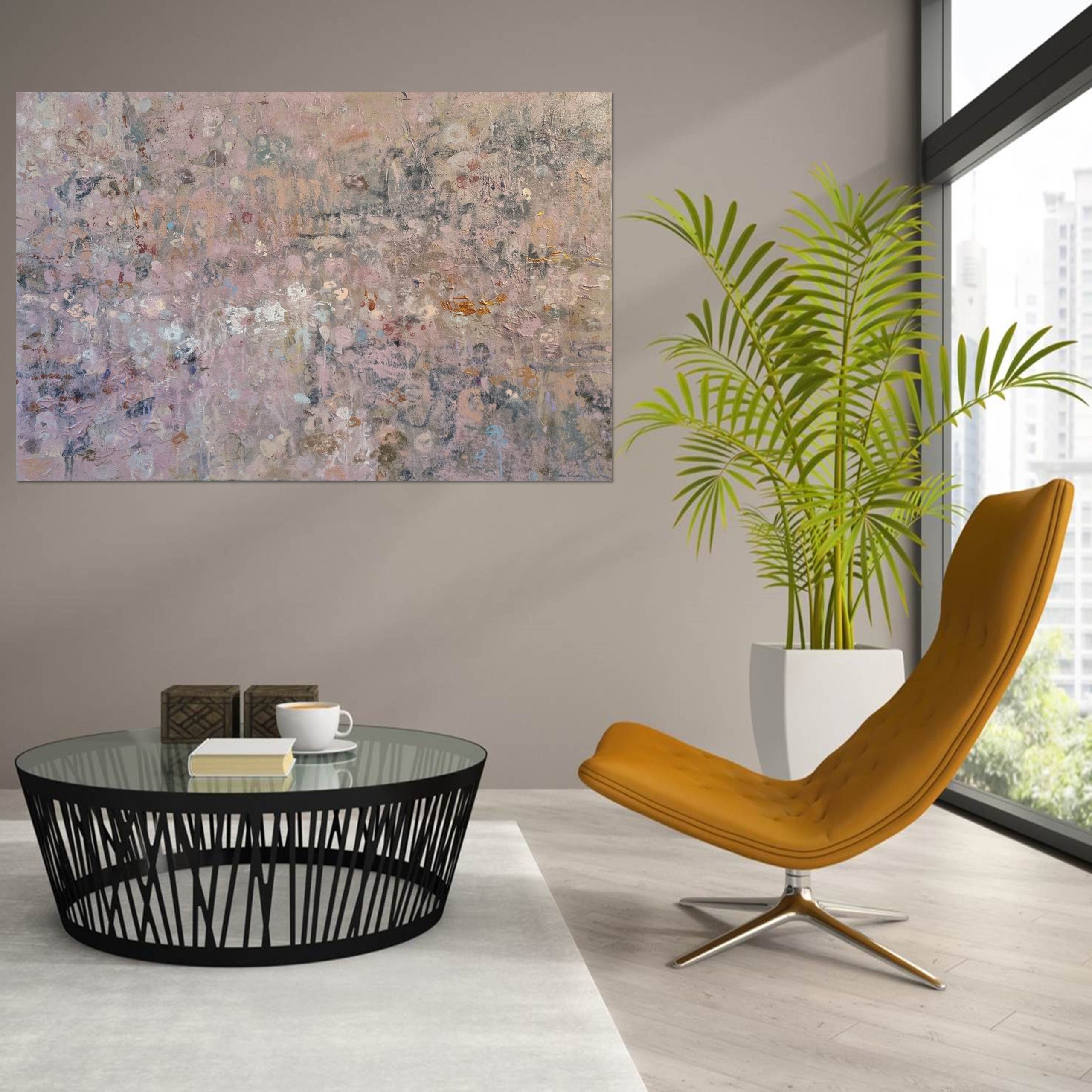 A Blushed Landscape High Rise Office Mustard Chair