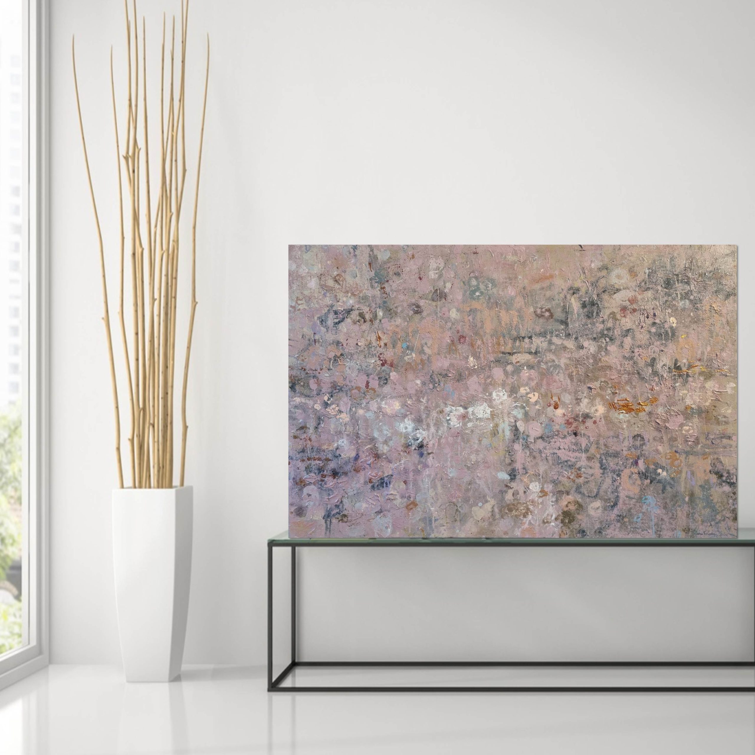 A Blushed Landscape Glass Bench