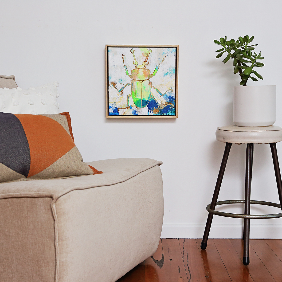 Lr 053 Rainbow Stag Beetle Solitude I Smith And Brooks Art Beach Vibes Beetle Art Art For My Coastal Home Tropical Interiors