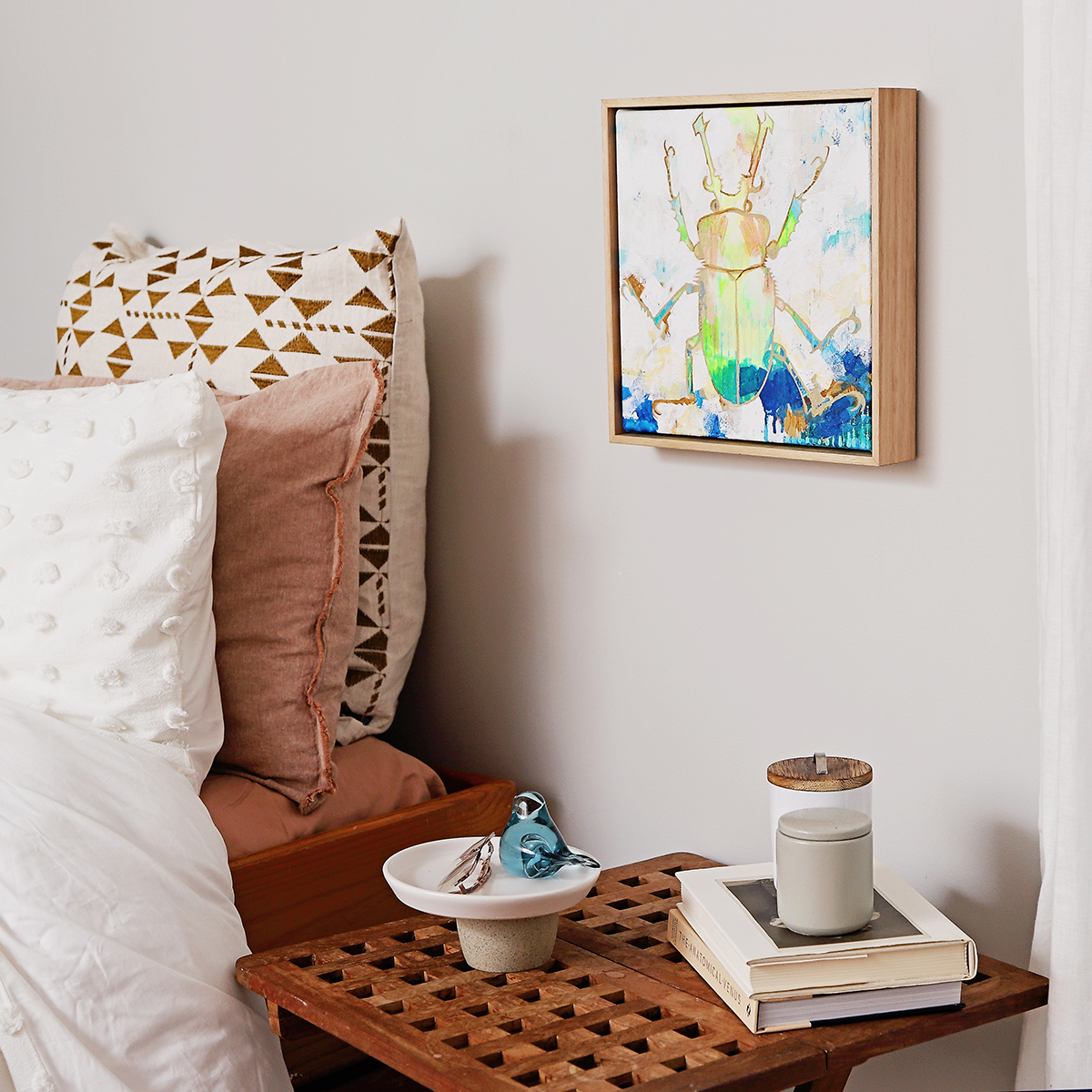 Lr 086 Rainbow Stag Beetle Solitude I Smith And Brooks Art Beach Vibes Beetle Art Art For My Coastal Home Tropical Interiors