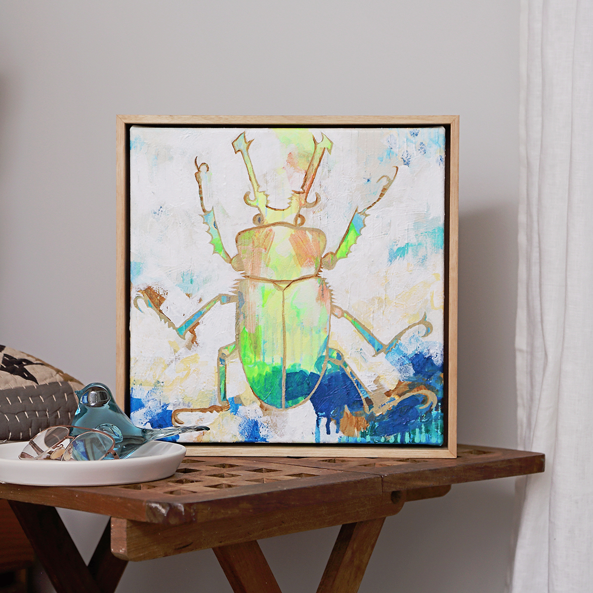 Lr 095 Rainbow Stag Beetle Solitude I Smith And Brooks Art Beach Vibes Beetle Art Art For My Coastal Home Tropical Interiors