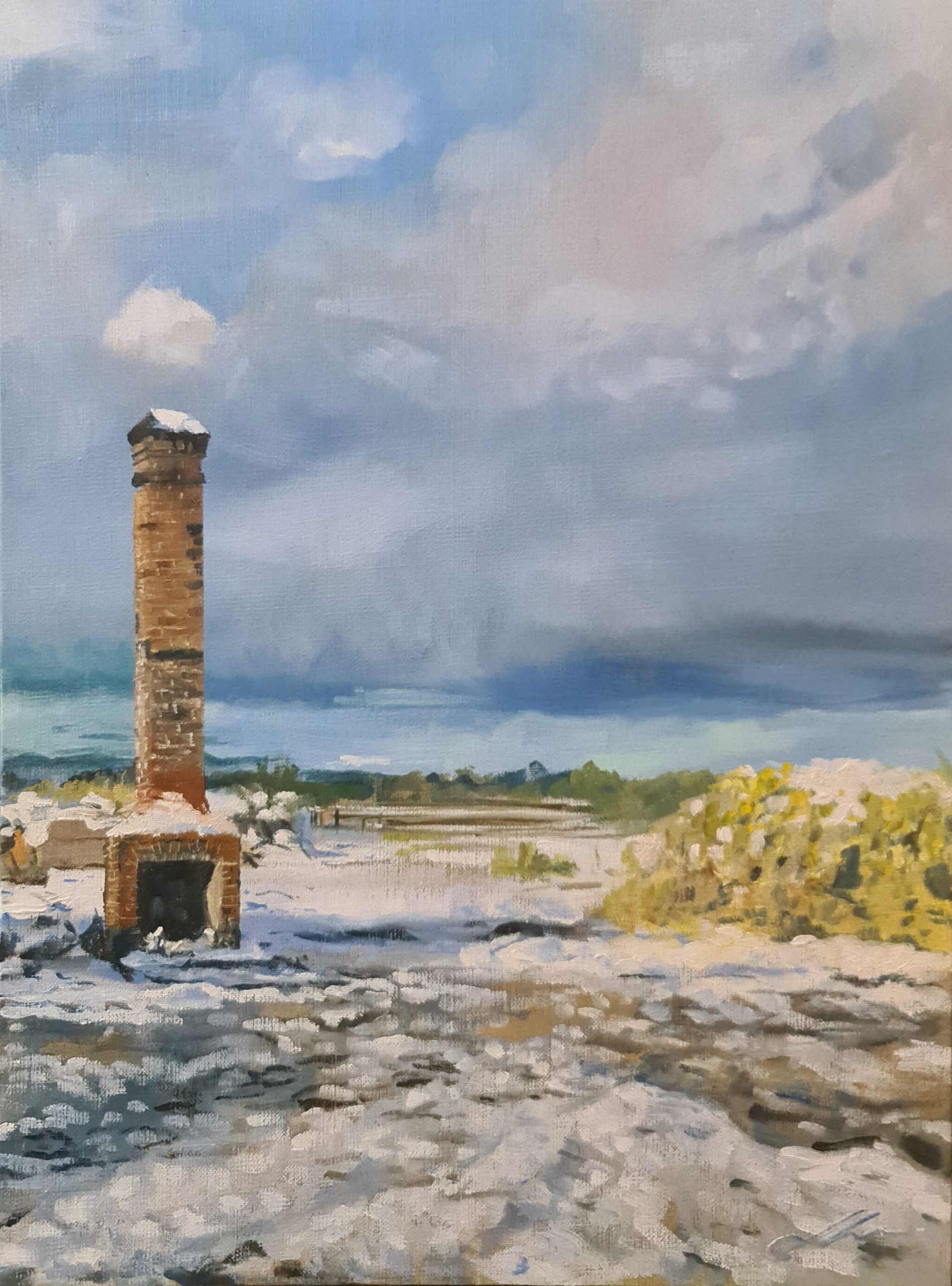 Chimney In Snow After Fire Oils Jo S Stacey