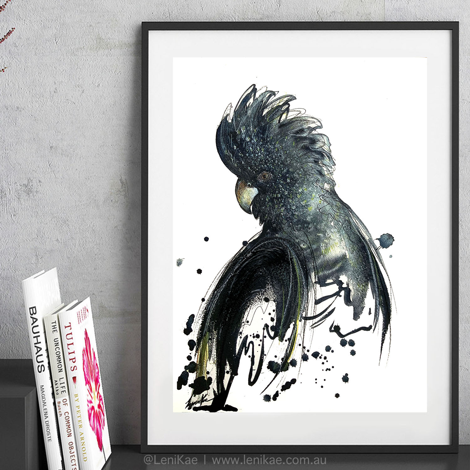 Sydney Artist Leni Kae Black Cockatoo Spirit Artist Print Framed