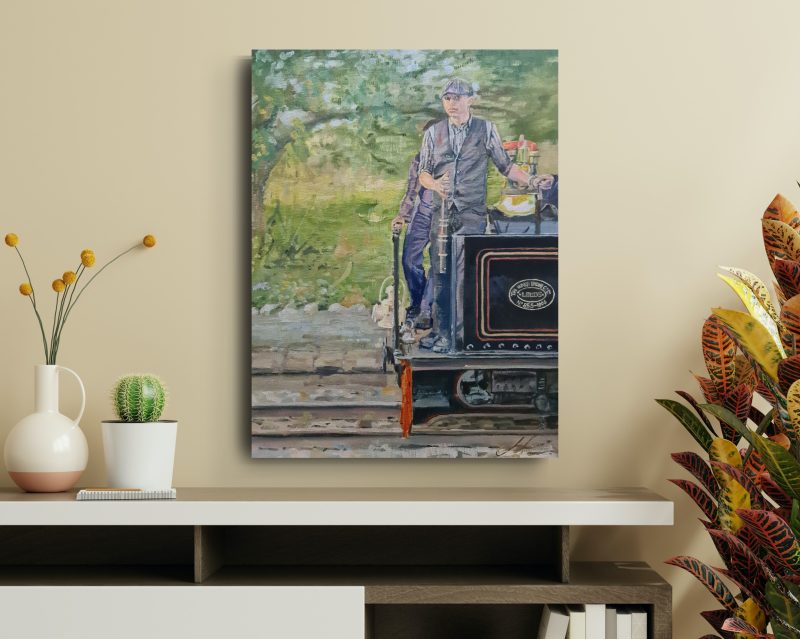 Welshman Wtih His Train At Minffordd Station, Wales