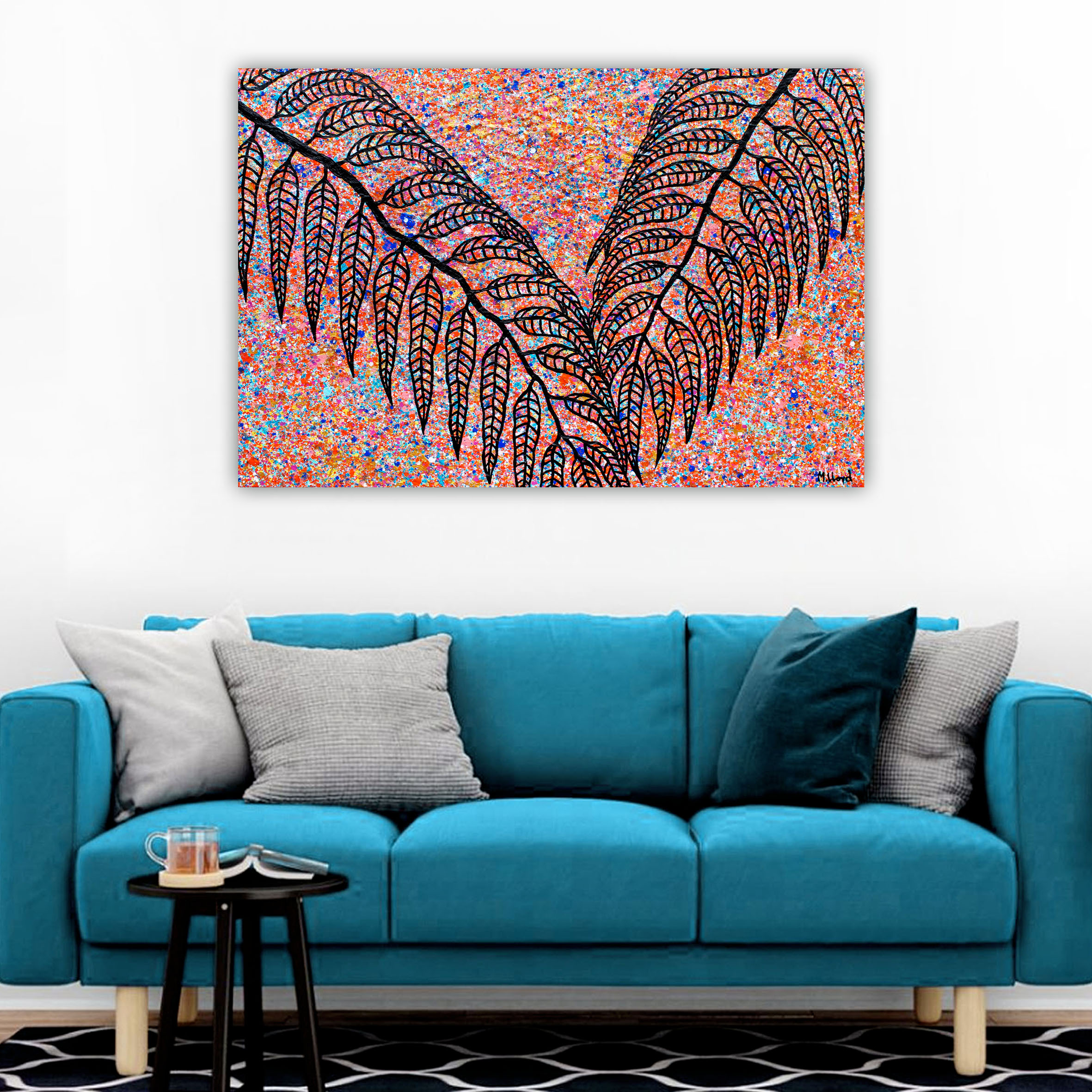 Lounge 3 Gum Leaves Sunset Australian Outback Textured Abstract Miranda Lloyd Artist Bluethumb