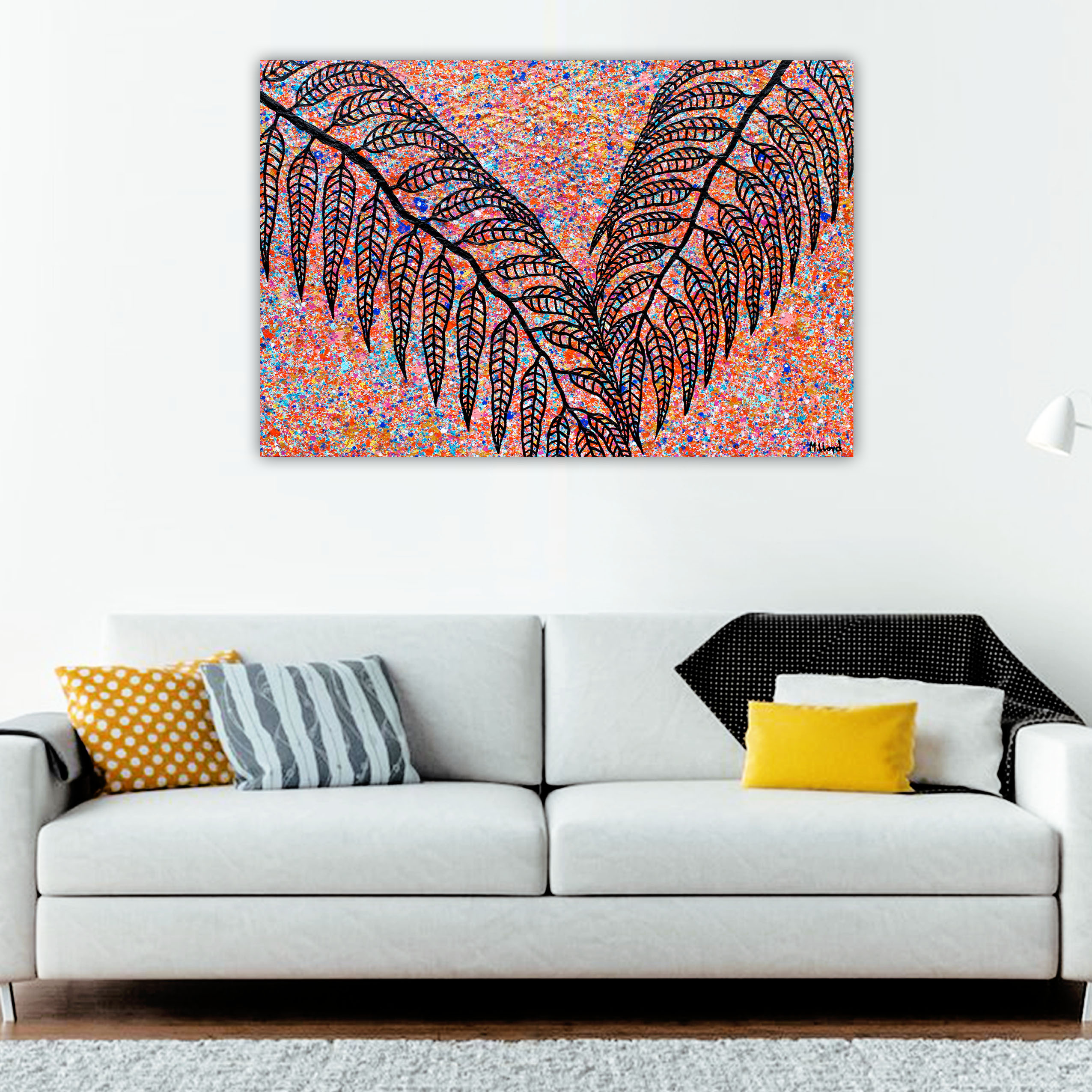 Lounge 2 Gum Leaves Sunset Australian Outback Textured Abstract Miranda Lloyd Artist Bluethumb