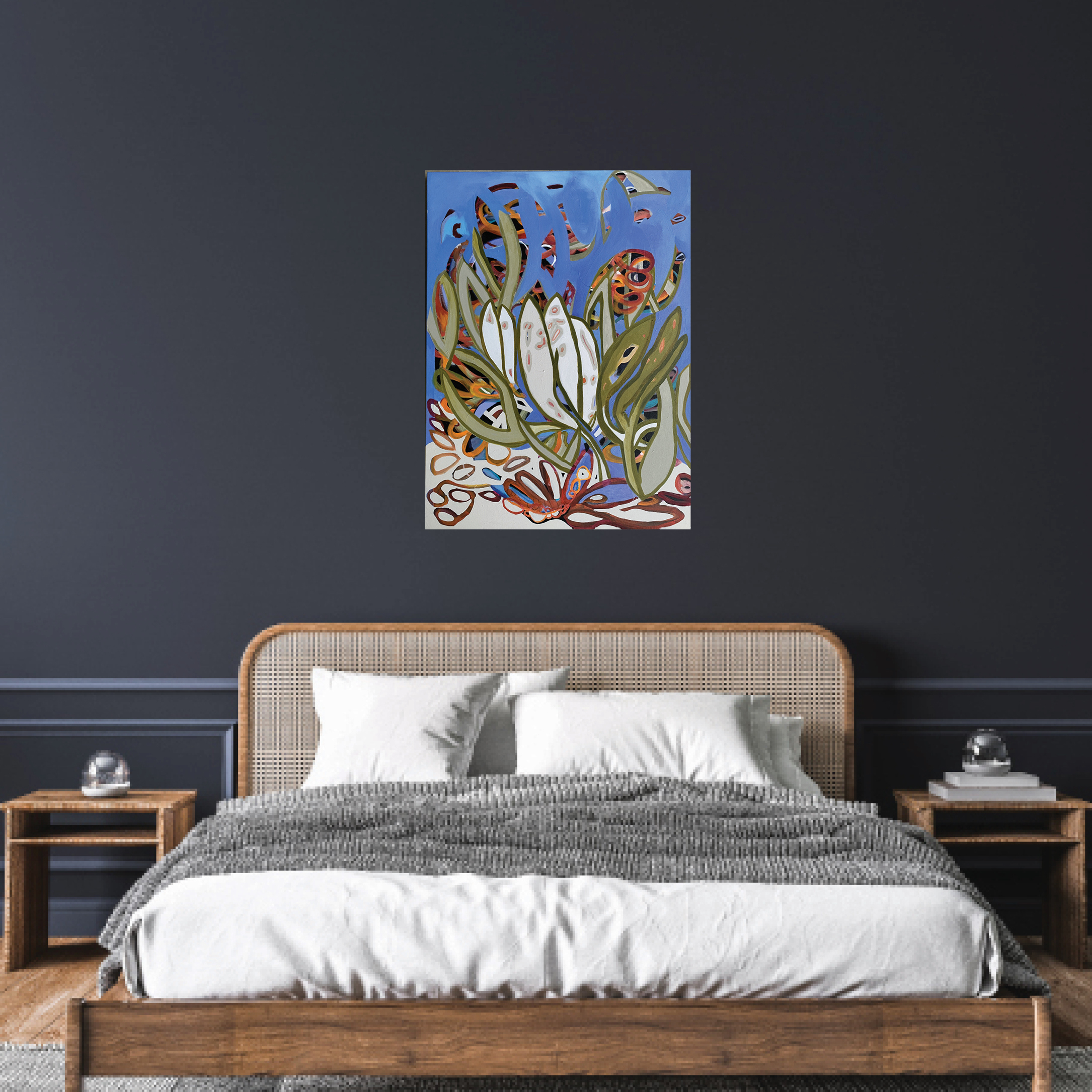 Kim Rees Caterpillar Bedroom Blue Insitu