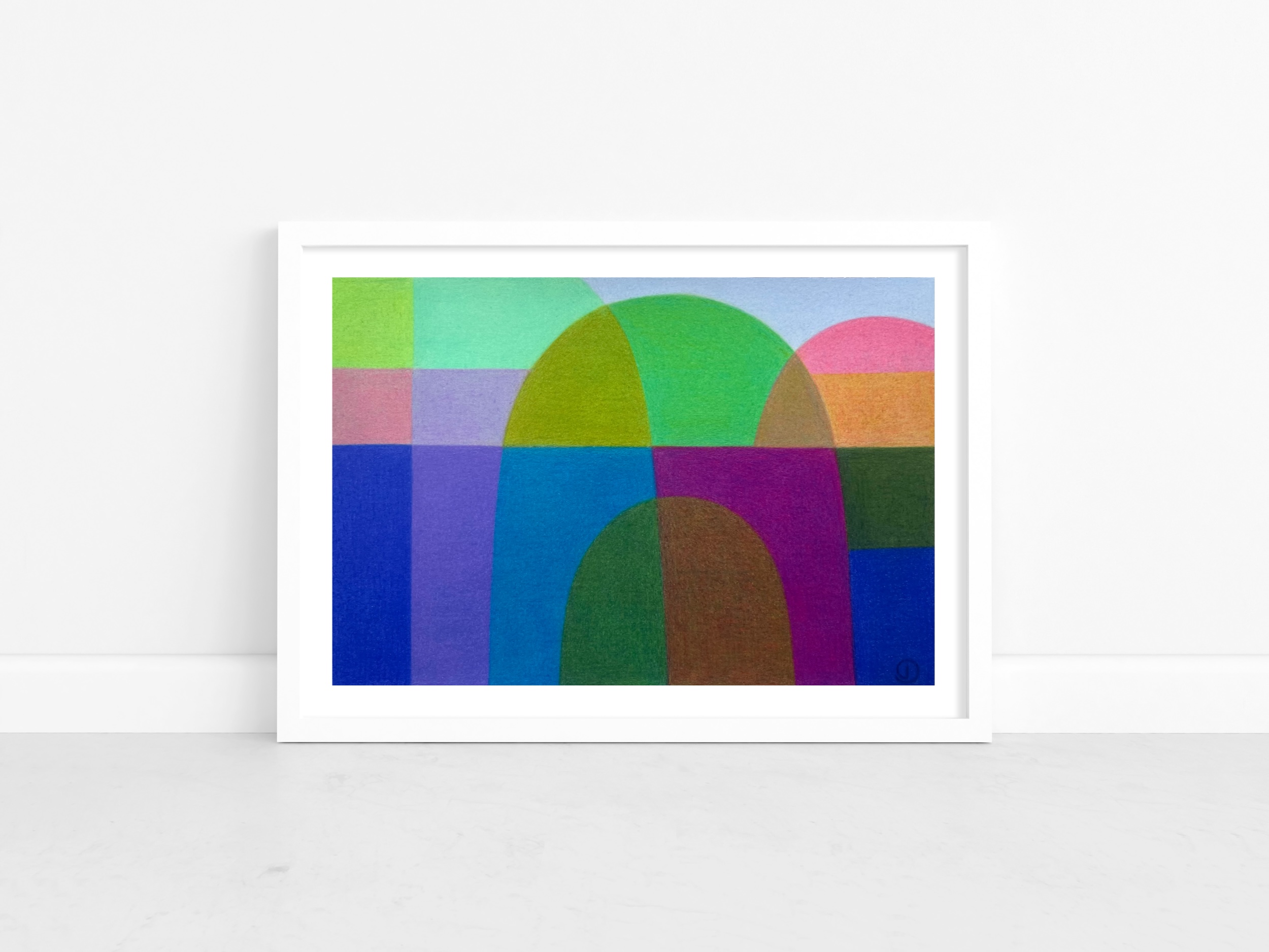 Charlotte De Pace Happy Place Ii White Frame Against Wall Art Lovers Australia