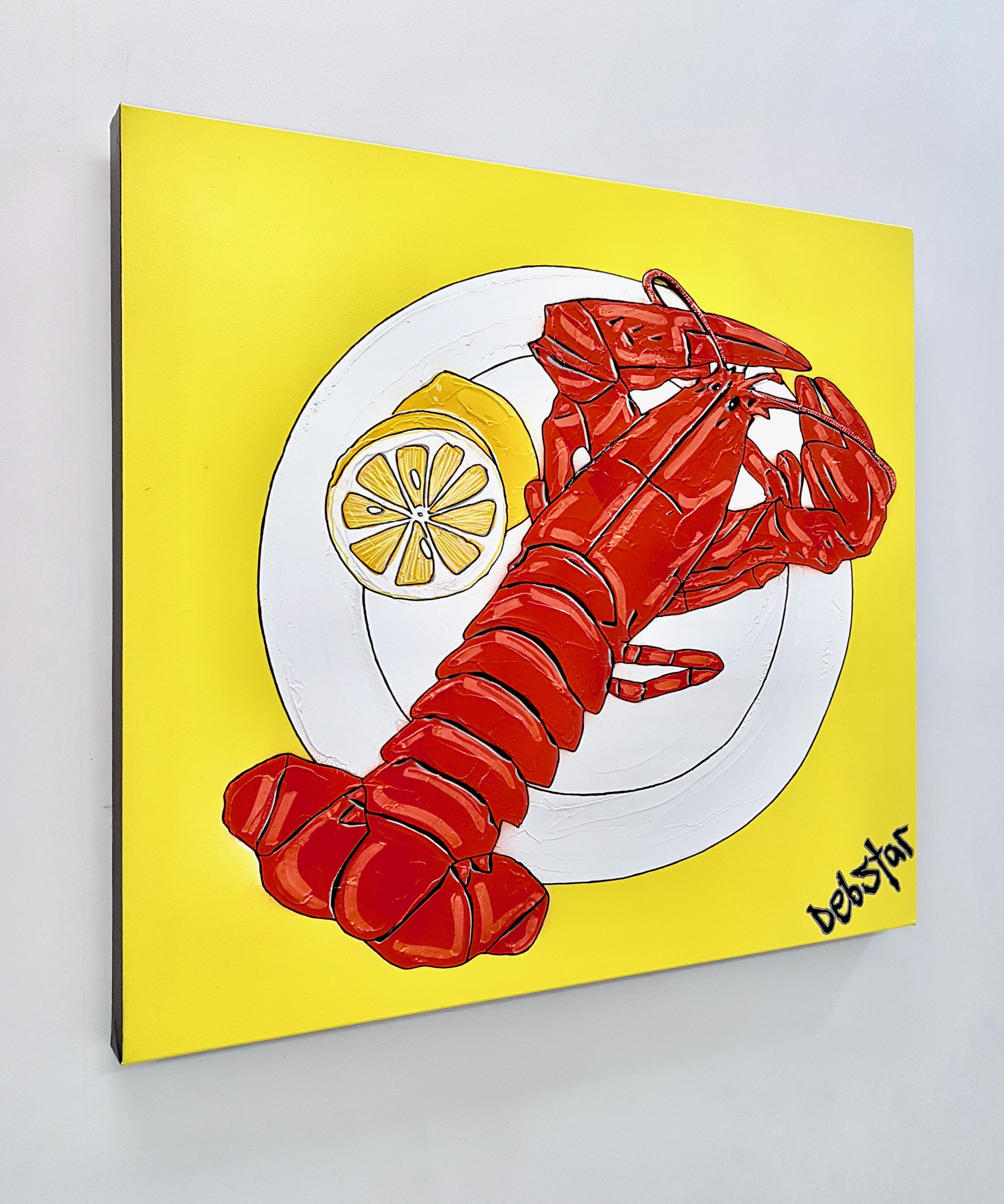Lobster Dinner Lemon Yellow Urban Pop Art Deborah Lang Art Canvas 3