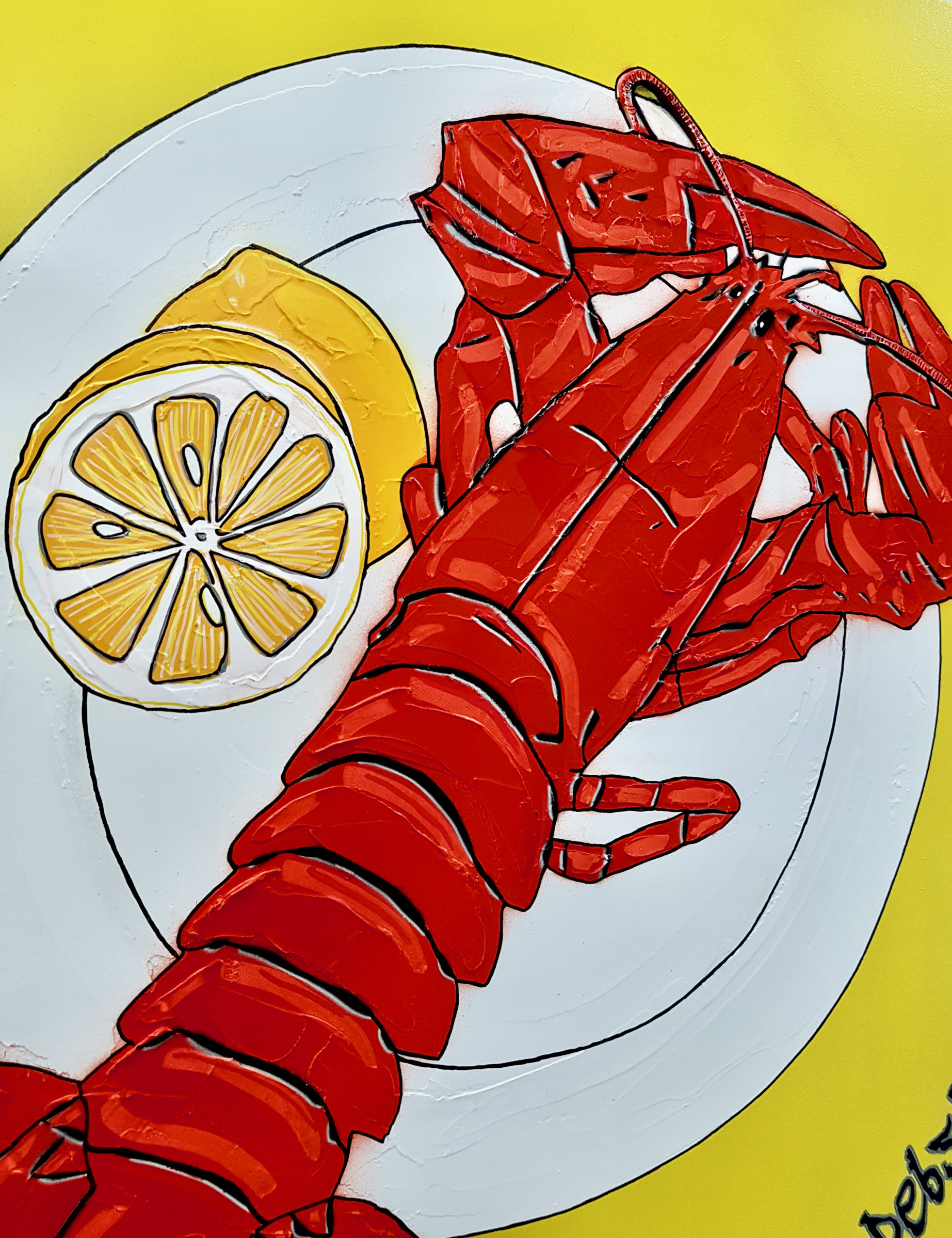 Lobster Dinner Lemon Yellow Urban Pop Art Deborah Lang Art Canvas 4