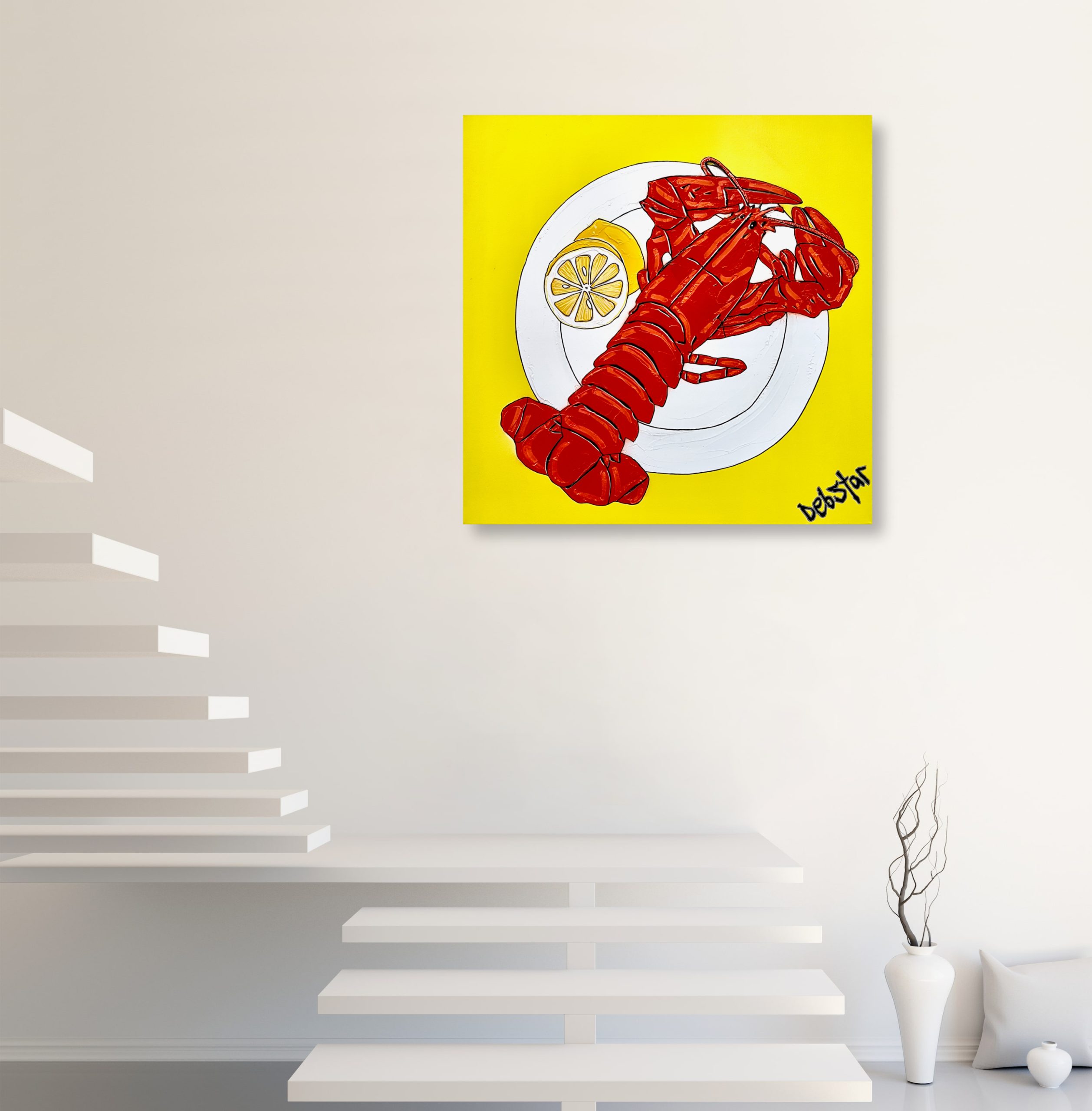 Lobster Dinner Lemon Yellow Urban Pop Art Deborah Lang Art Canvas 5