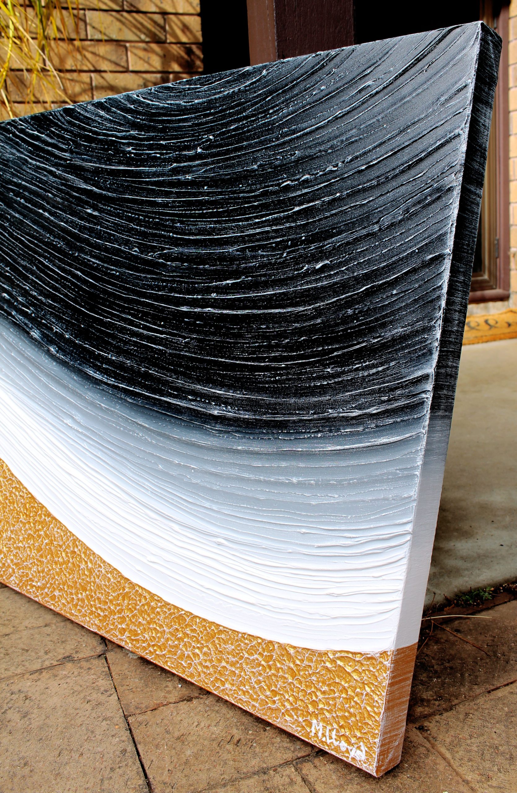 Side Texture 1 Beach Wave By Night Textured Impasto Miranda Lloyd Artist Australia