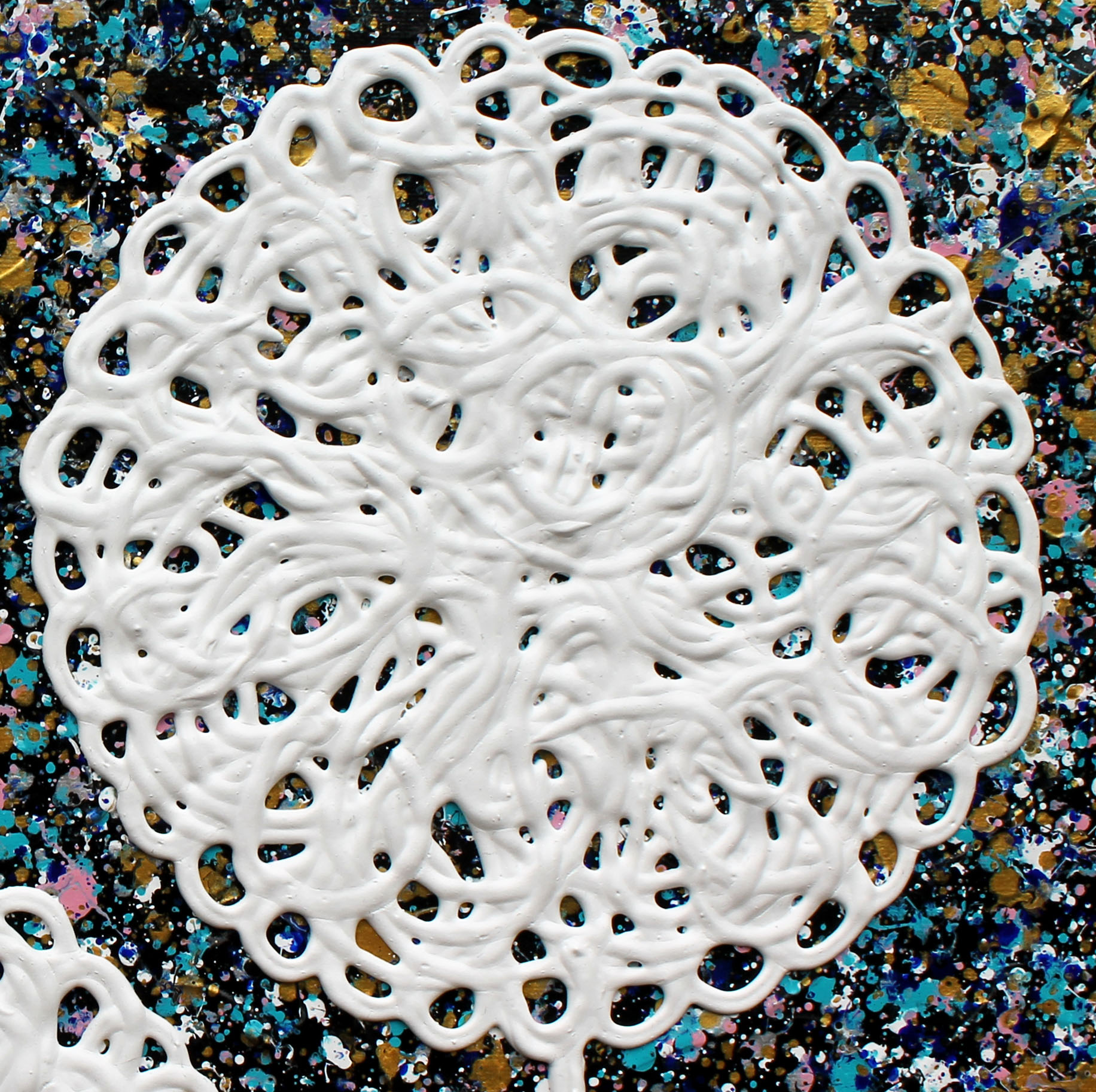 Close 2 Flowers Wild Flowers Starry Night Textured Abstract Impasto Art Miranda Lloyd Art