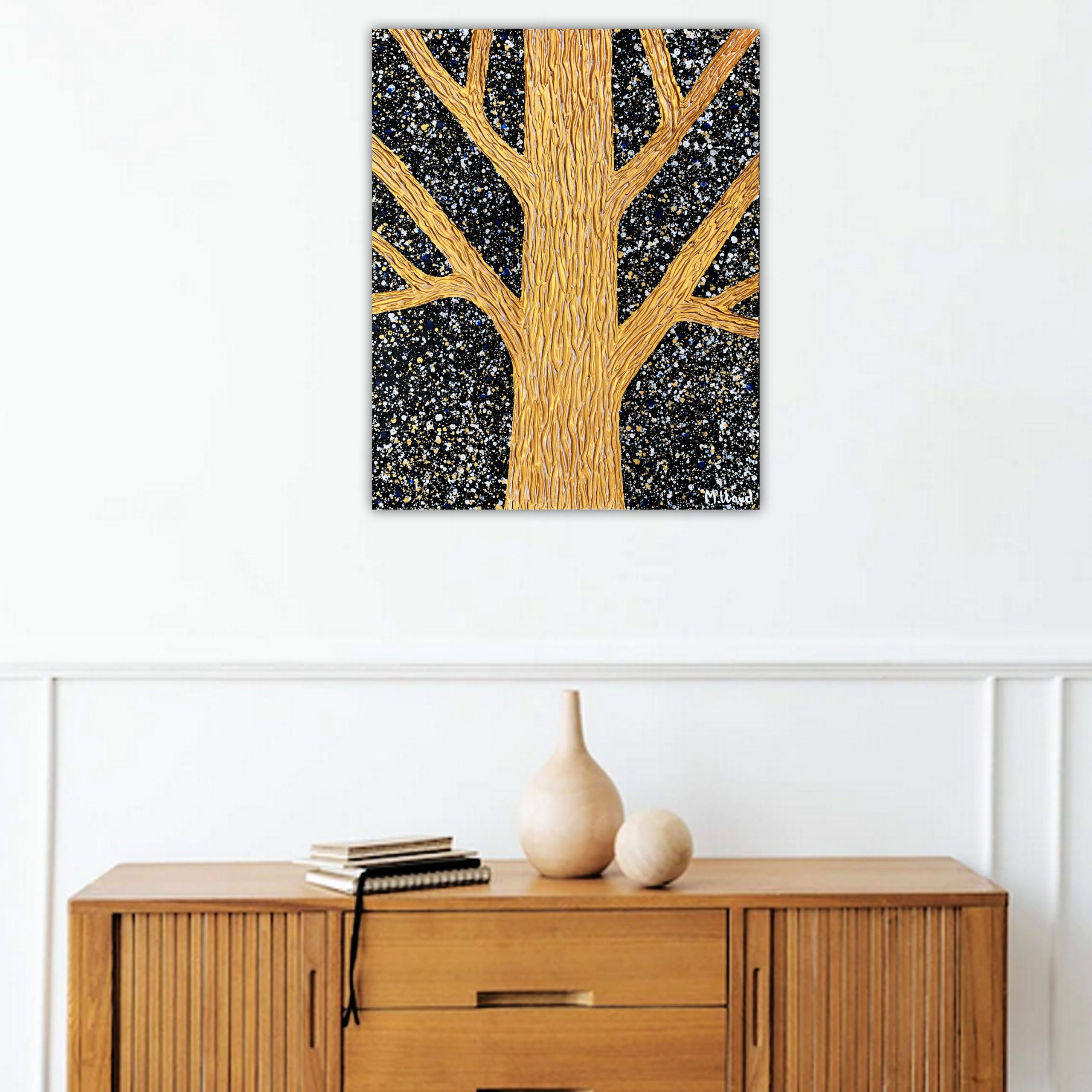 Lounge 1 Tree Golden Gum Tree Textured Abstract Miranda Lloyd Artist Bluethumb