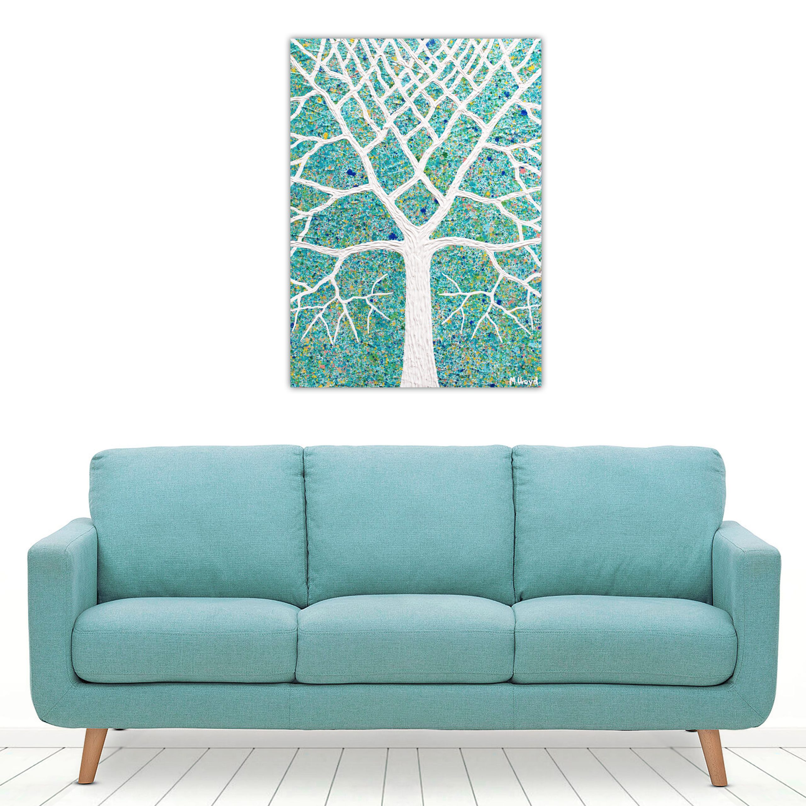 Lounge 1 Coastal Wattle Tree Textured Impasto Miranda Lloyd