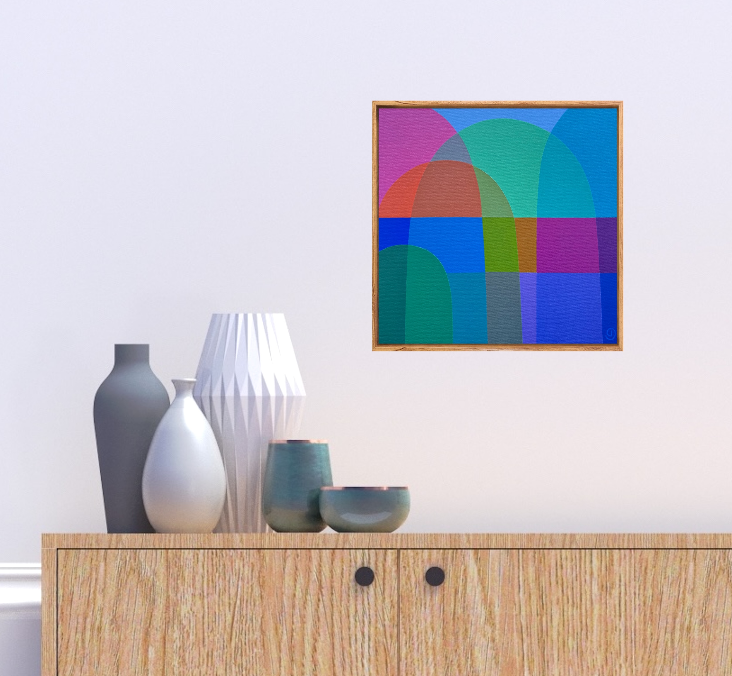 Charlotte De Pace Happy Holiday Ii Insitu Above Sideboard Art Lovers Australia