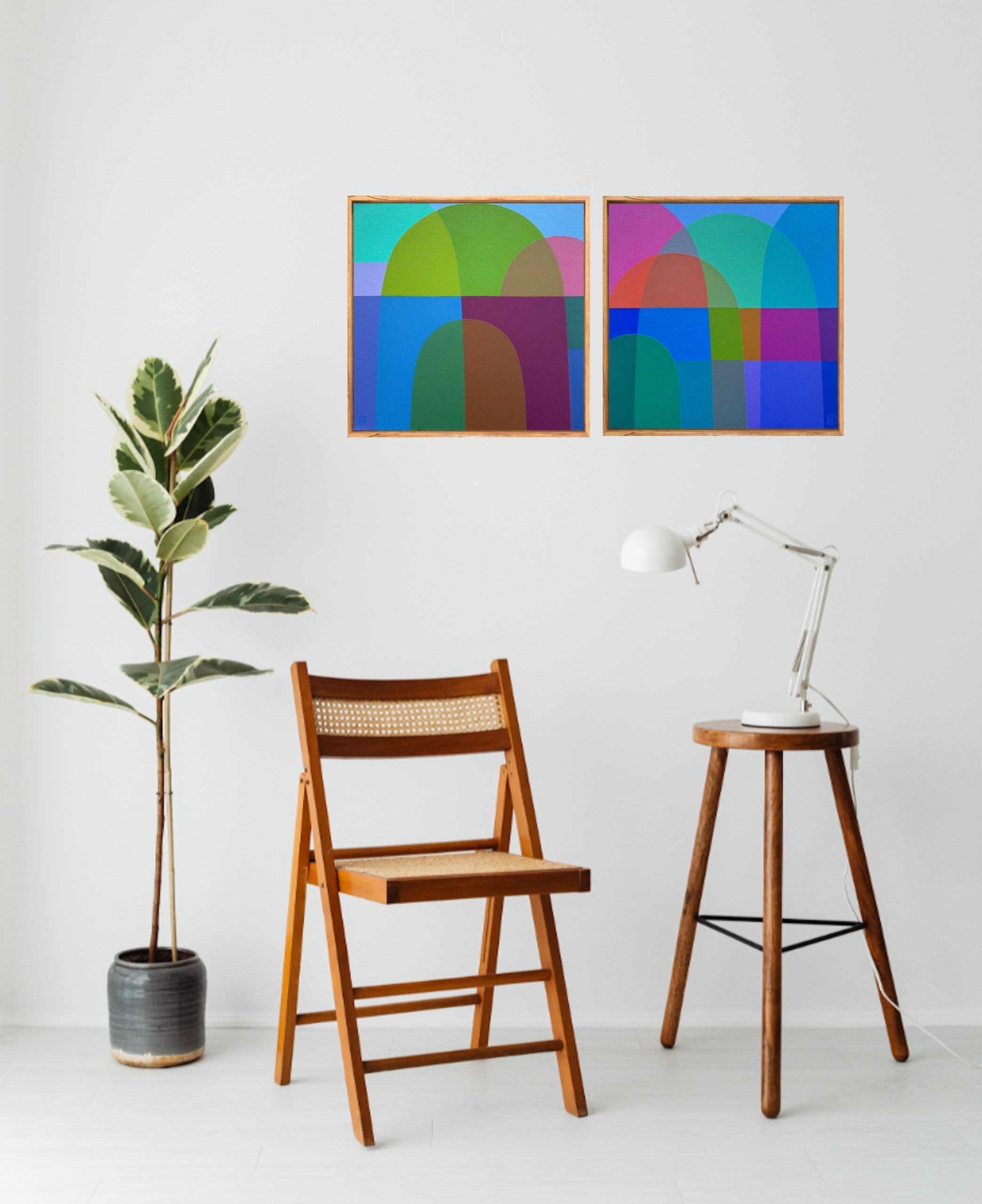 Charotte De Pace Happy Holiday I & Ii Insit Above Chair Art Lovers Australia