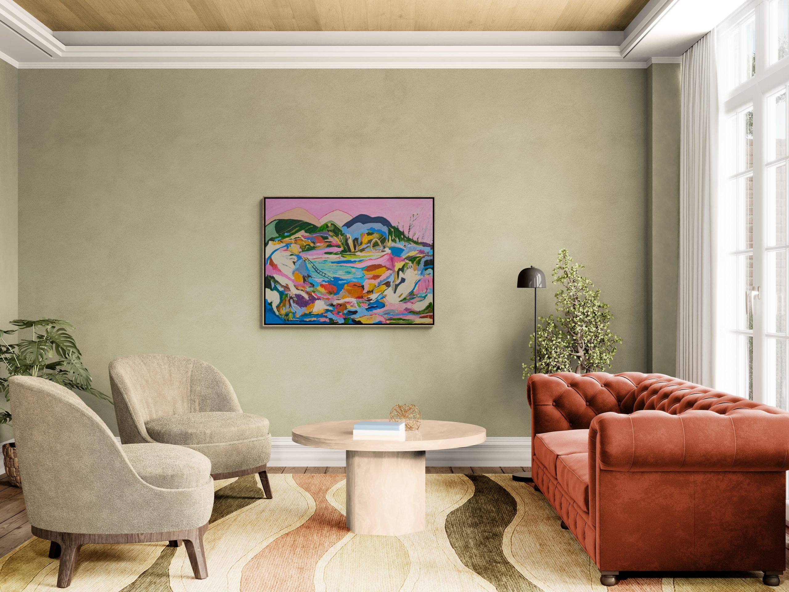 Fancy Living Room With Tufted Sofa (1)