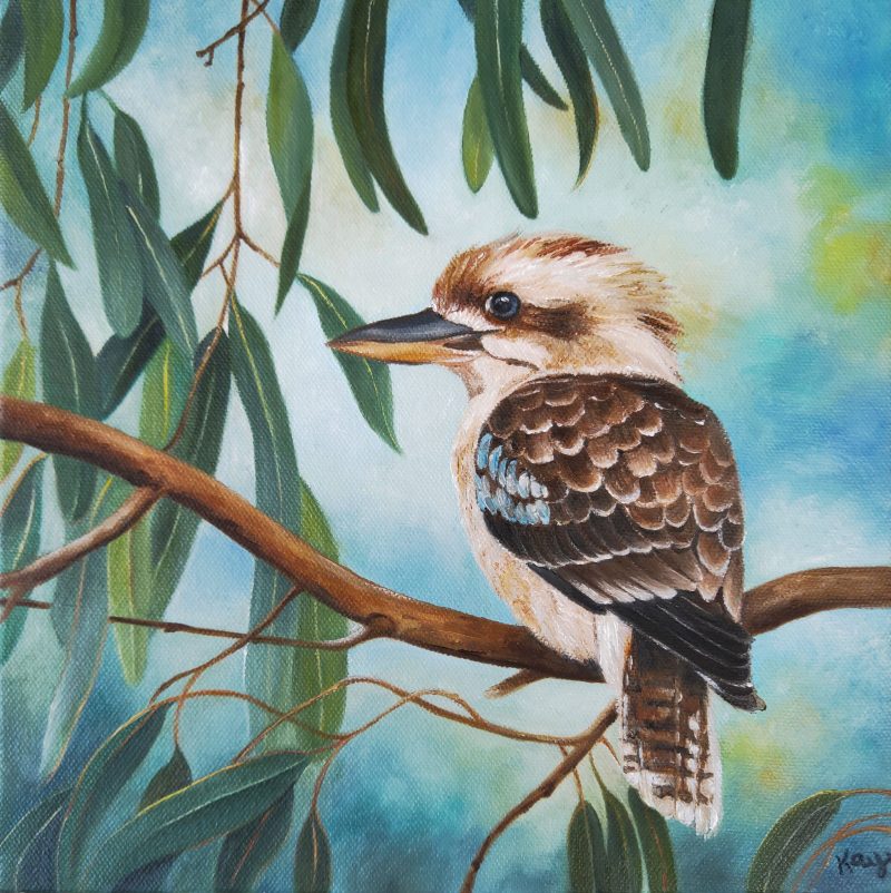 Kookaburra Amongst Gum Leaves – Australian Wildlife Painting