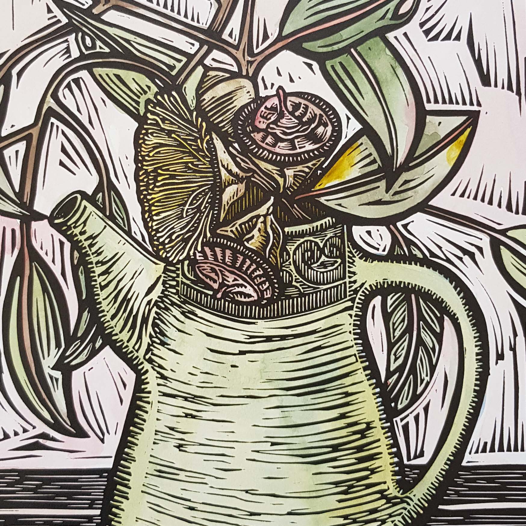 Coffee Pot Florals By Nicola Cowie Watercolour