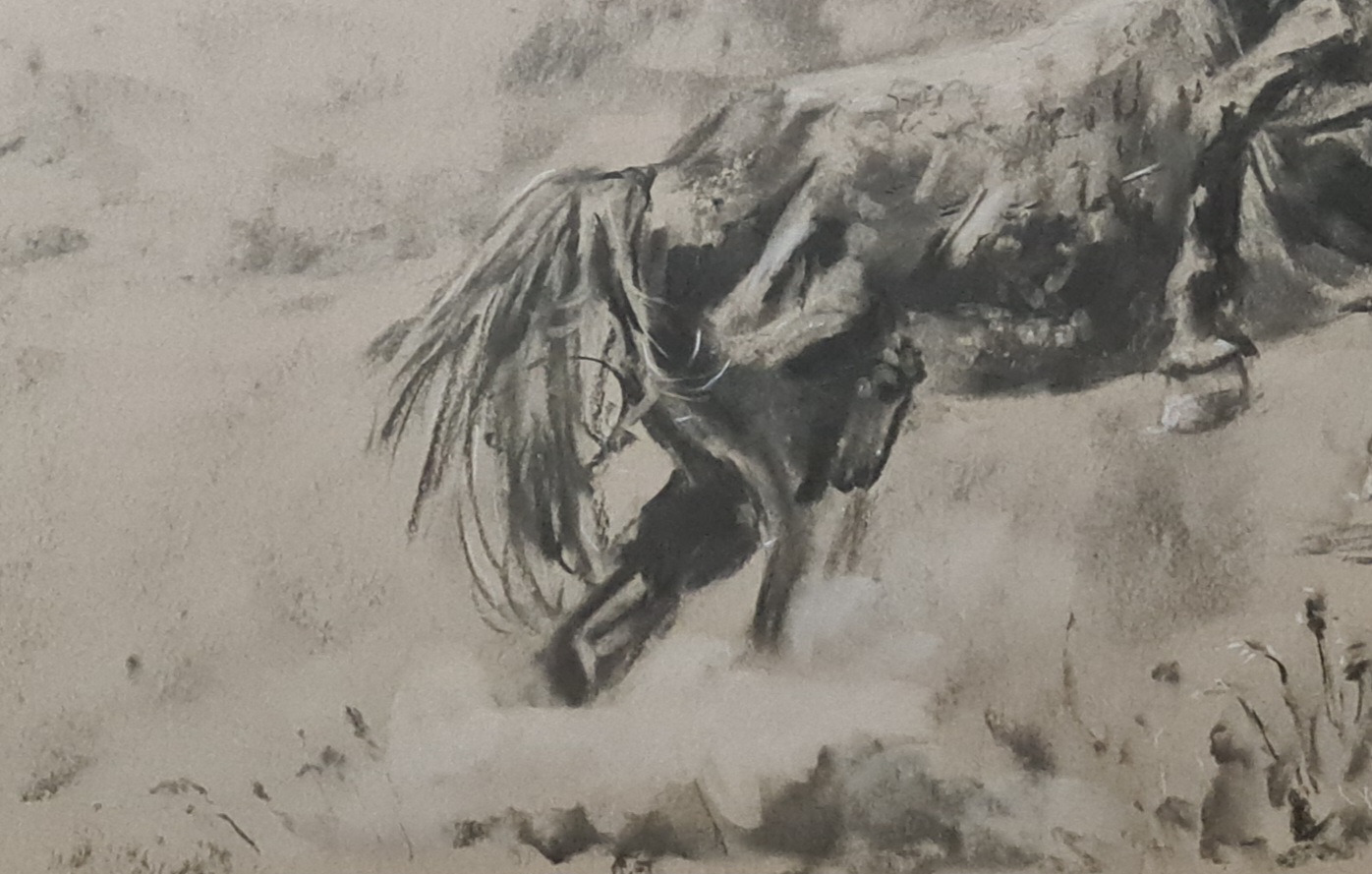 Charcoal Wild Horses Jo S. Stacey Close Up 1