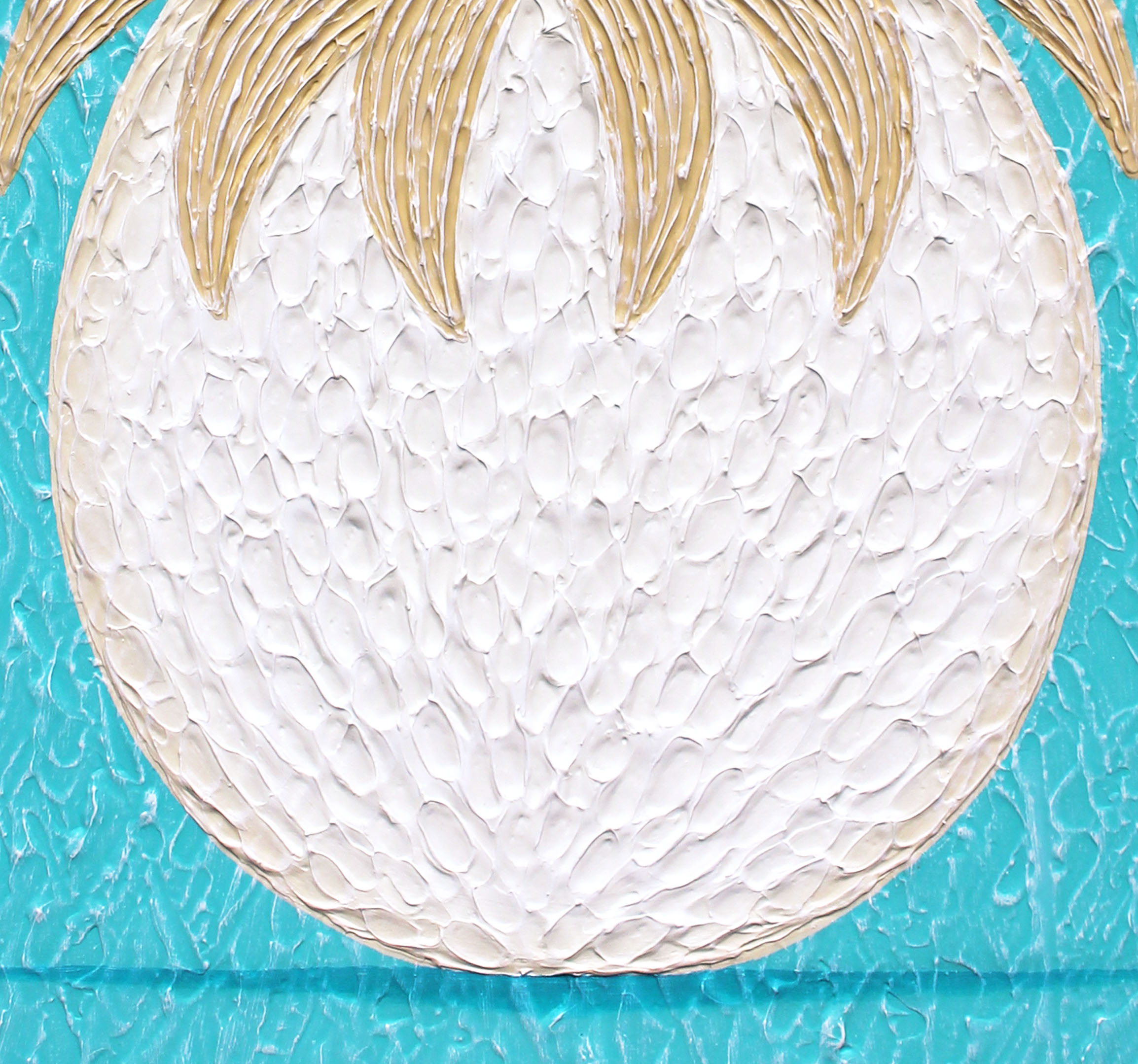Close Up 2 Pineapple Tropical Beach Blues Textured Impasto Abstract Miranda Lloyd
