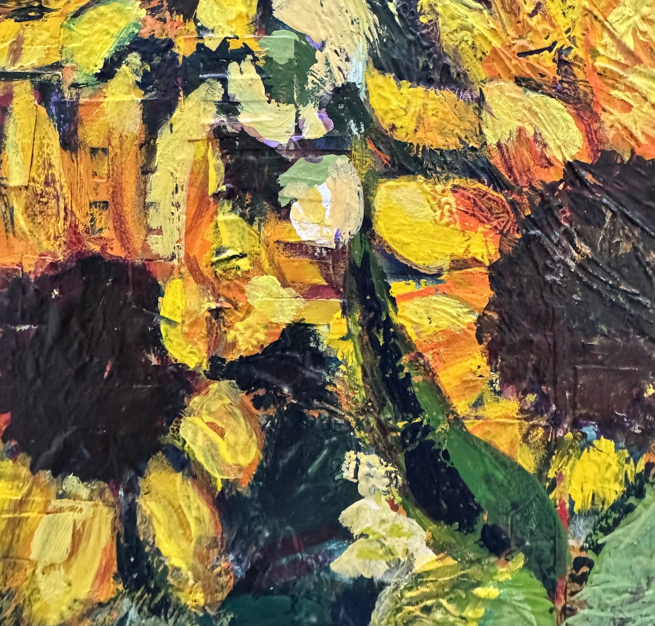 Sunflowers Red Square Detail