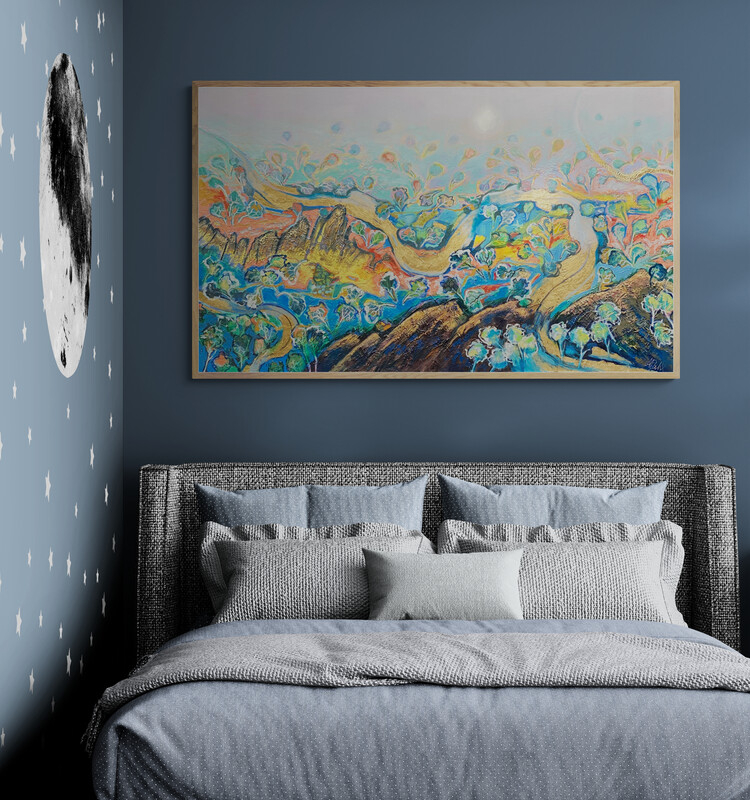 Cozy Bedroom With Wall Mural (1)