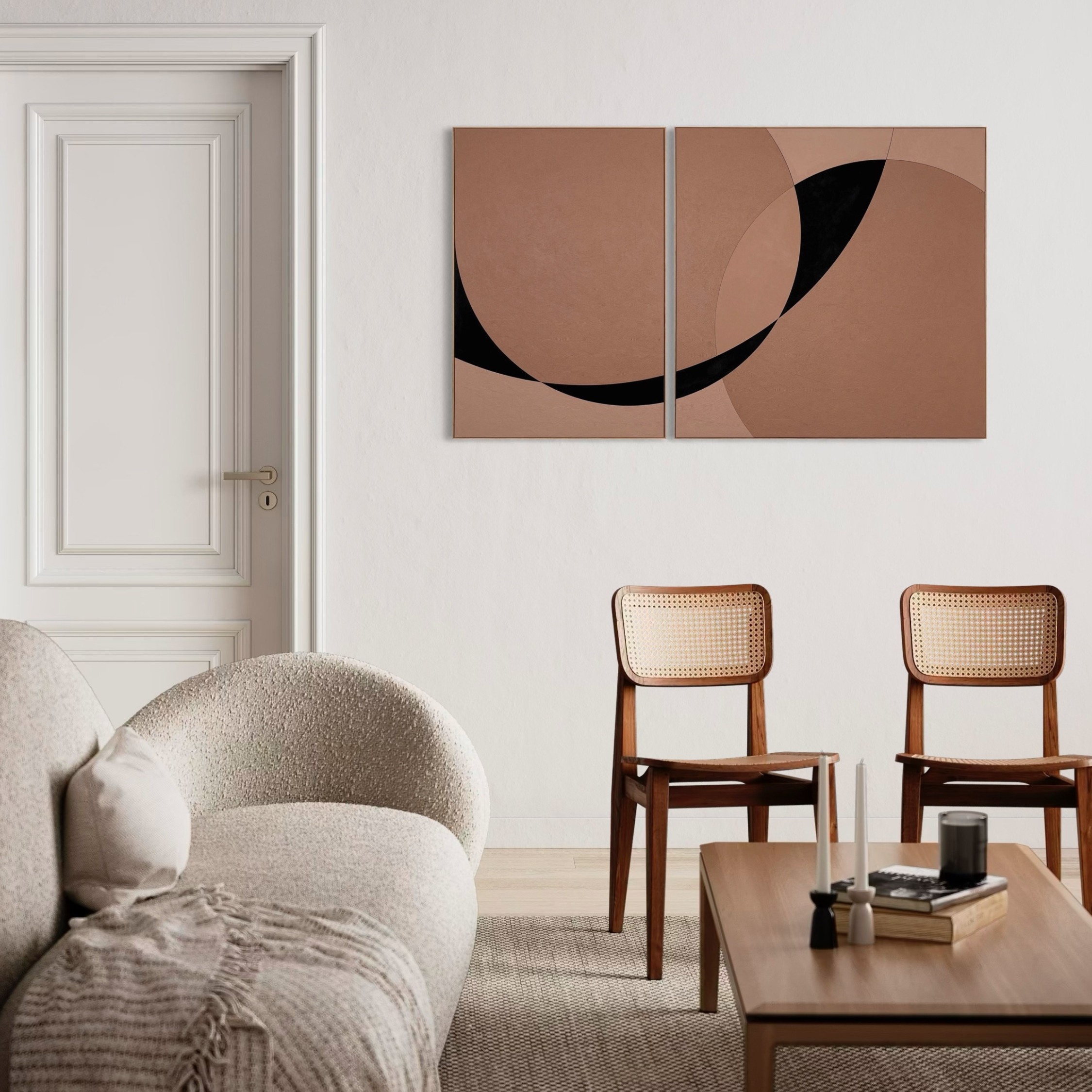 Sureen Gouws Art Beyond The Silence Mocho Mousse, Minimalistic, Geometric, Modern, Contemporary Lounge Interior Setting