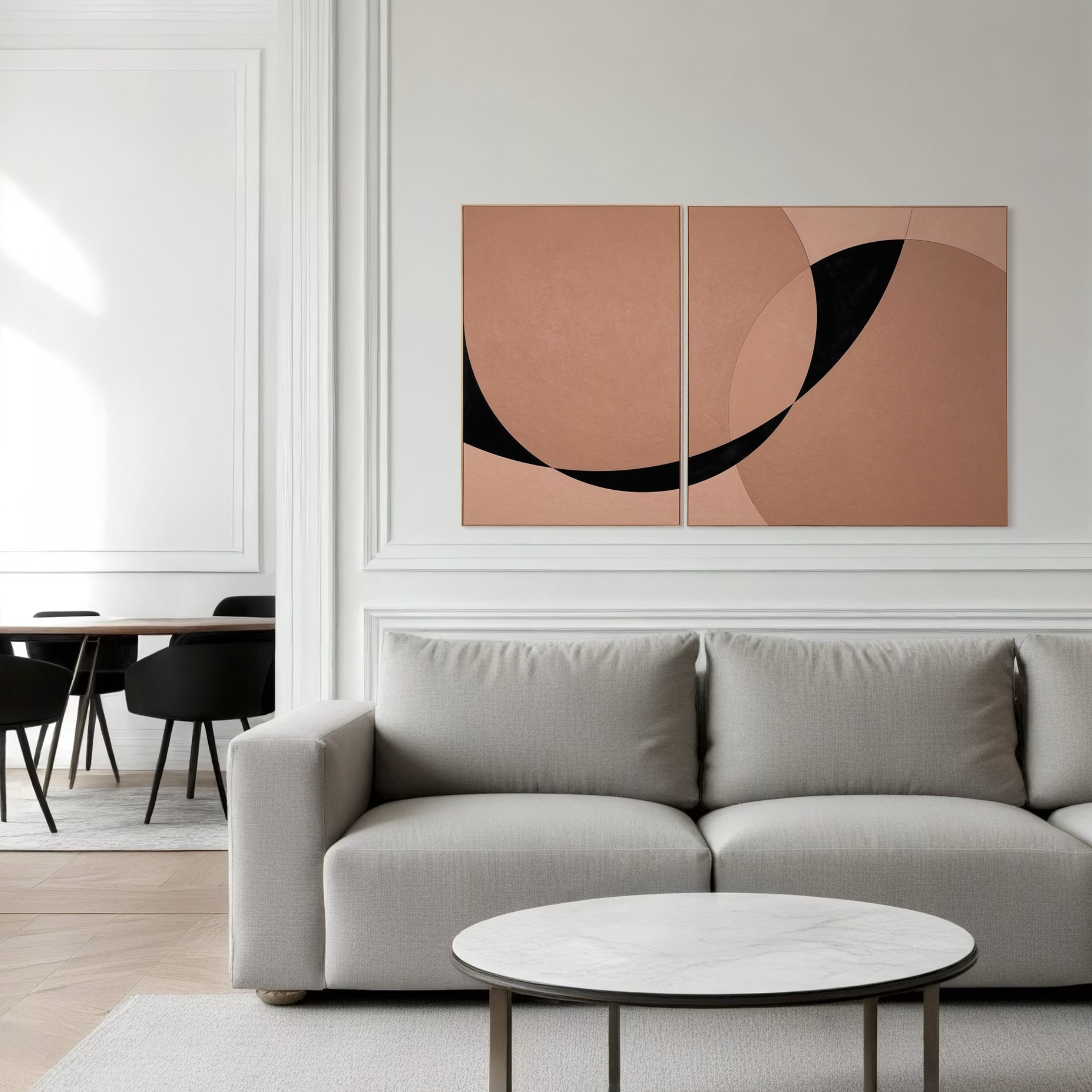 Sureen Gouws Art Beyond The Silence Mocho Mousse, Minimalistic, Geometric, Modern, Contemporary Lounge Interior