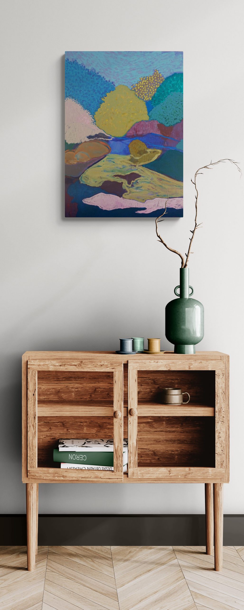 Room With Cabinet And Modern Armchair