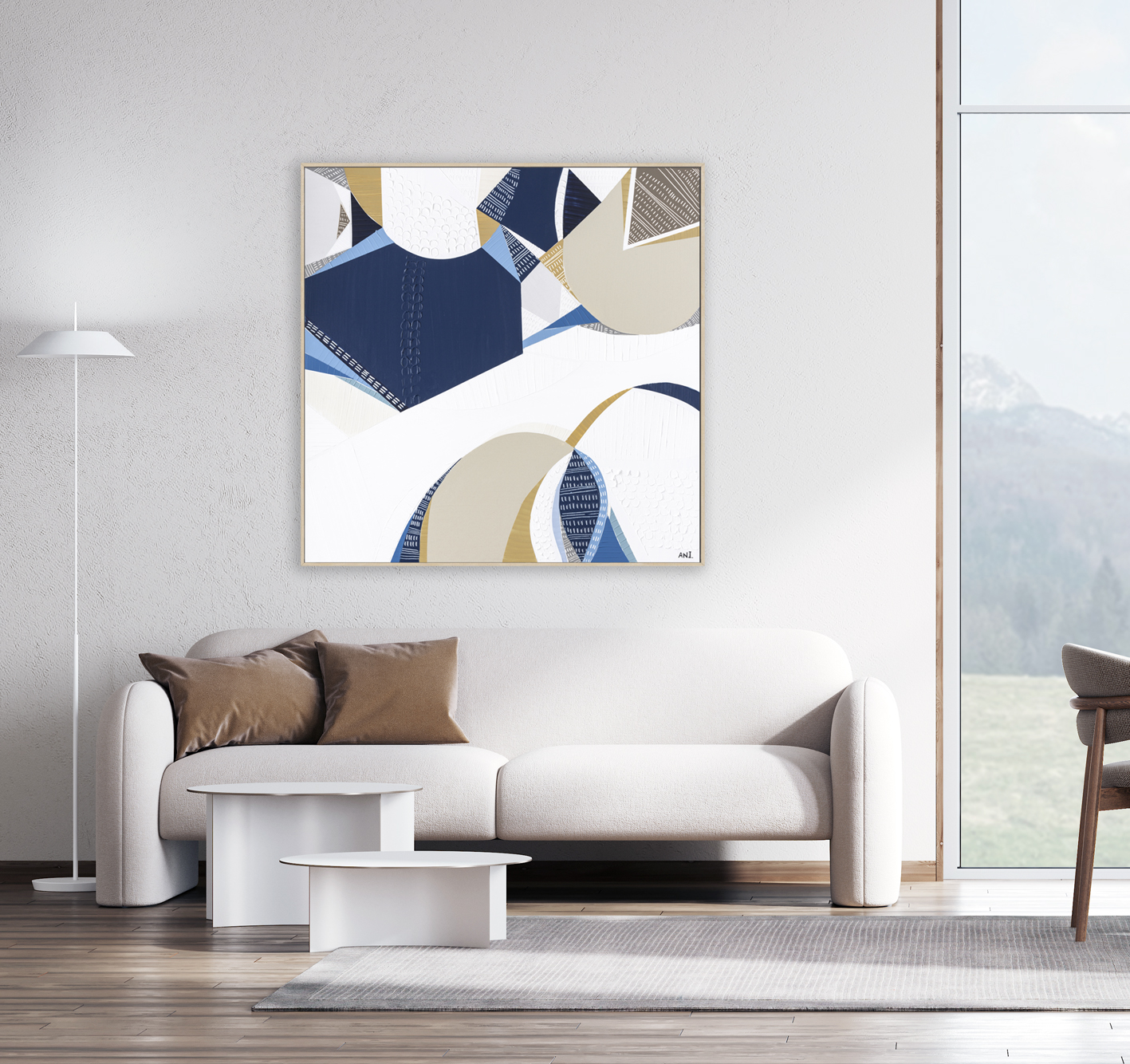 Contemporary Modern Living Room With Design Furniture And Window