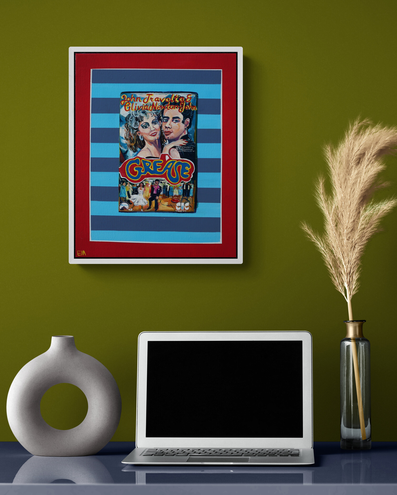 Desk With Laptop And Dried Plant (1)