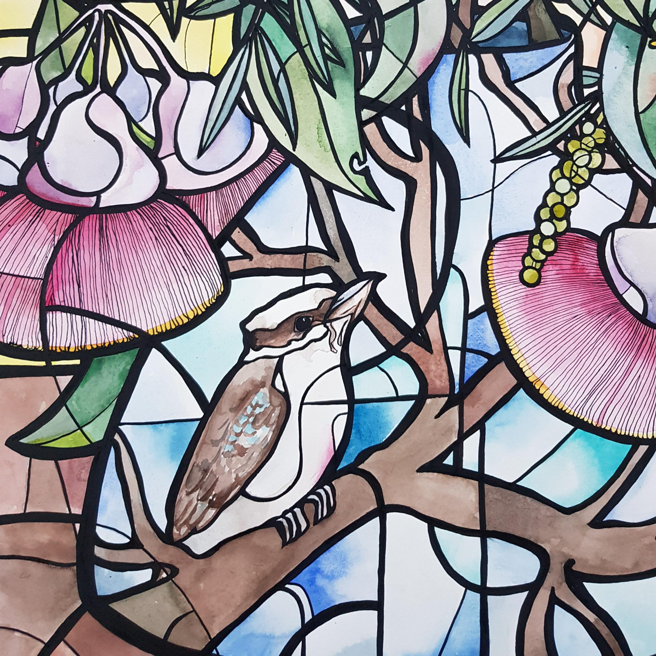 Kookaburra Vase By Nicola Cowie Watercolour