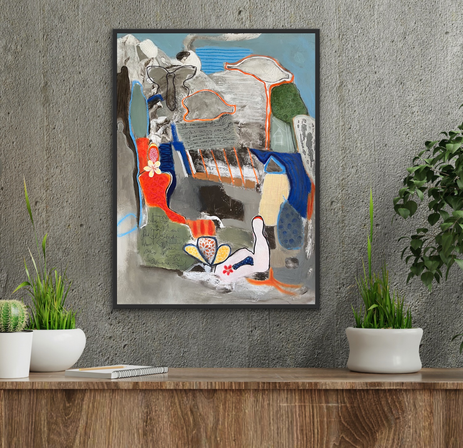 And One Can Fond Solitude Insitu Framed Above Side Board