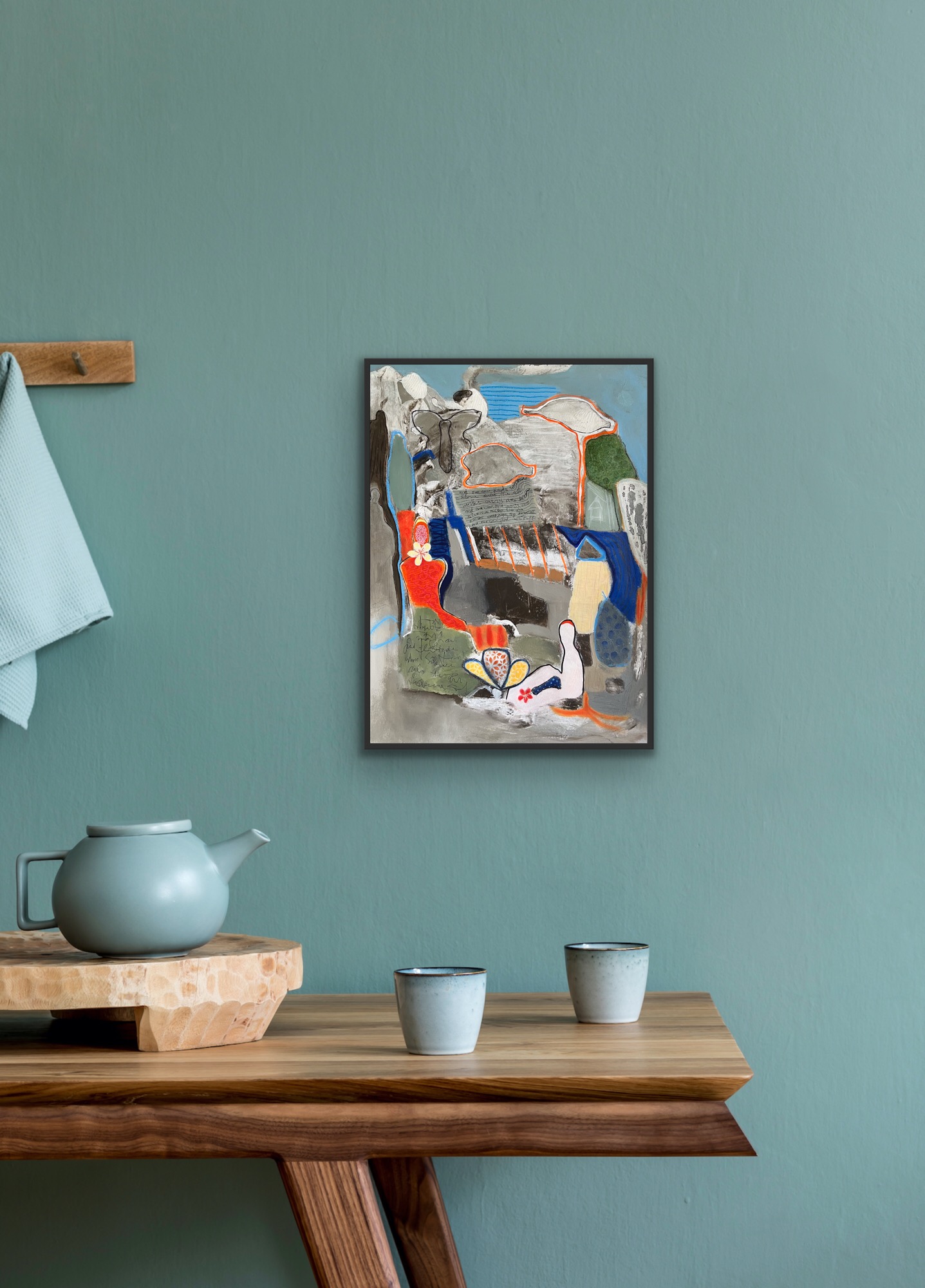 And One Can Find Solitude Insitu Blue Wall Framed