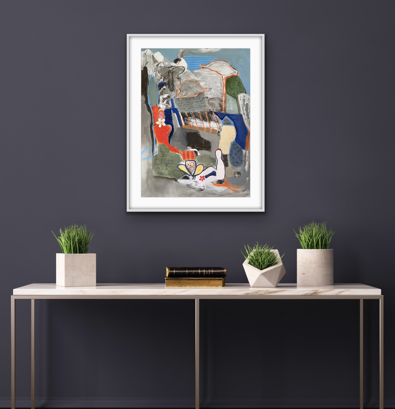 And One Can Find Solitude Insitu Framed On Purple Wall