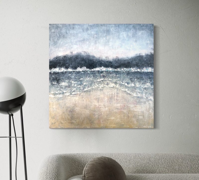 Grey misty beach morning