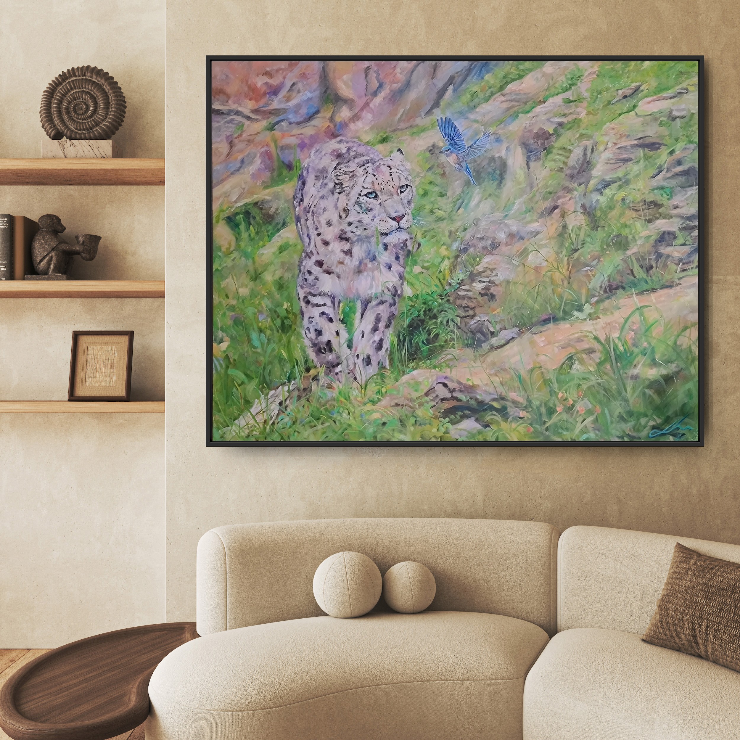 Leopard Walking With Blue Bird Jo S Stacey Insitu1