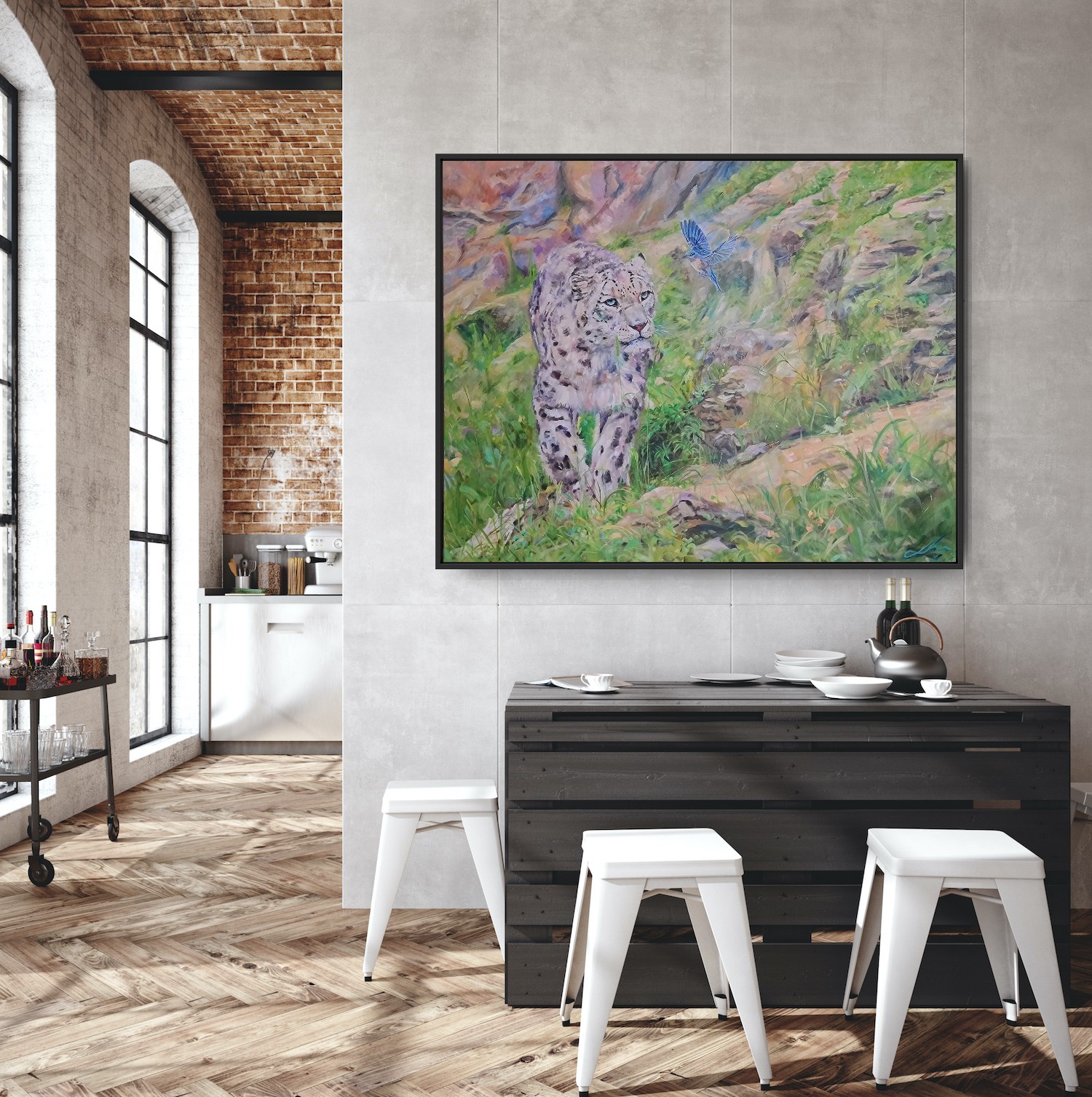 Leopard Walking With Blue Bird Jo S Stacey Insitu3