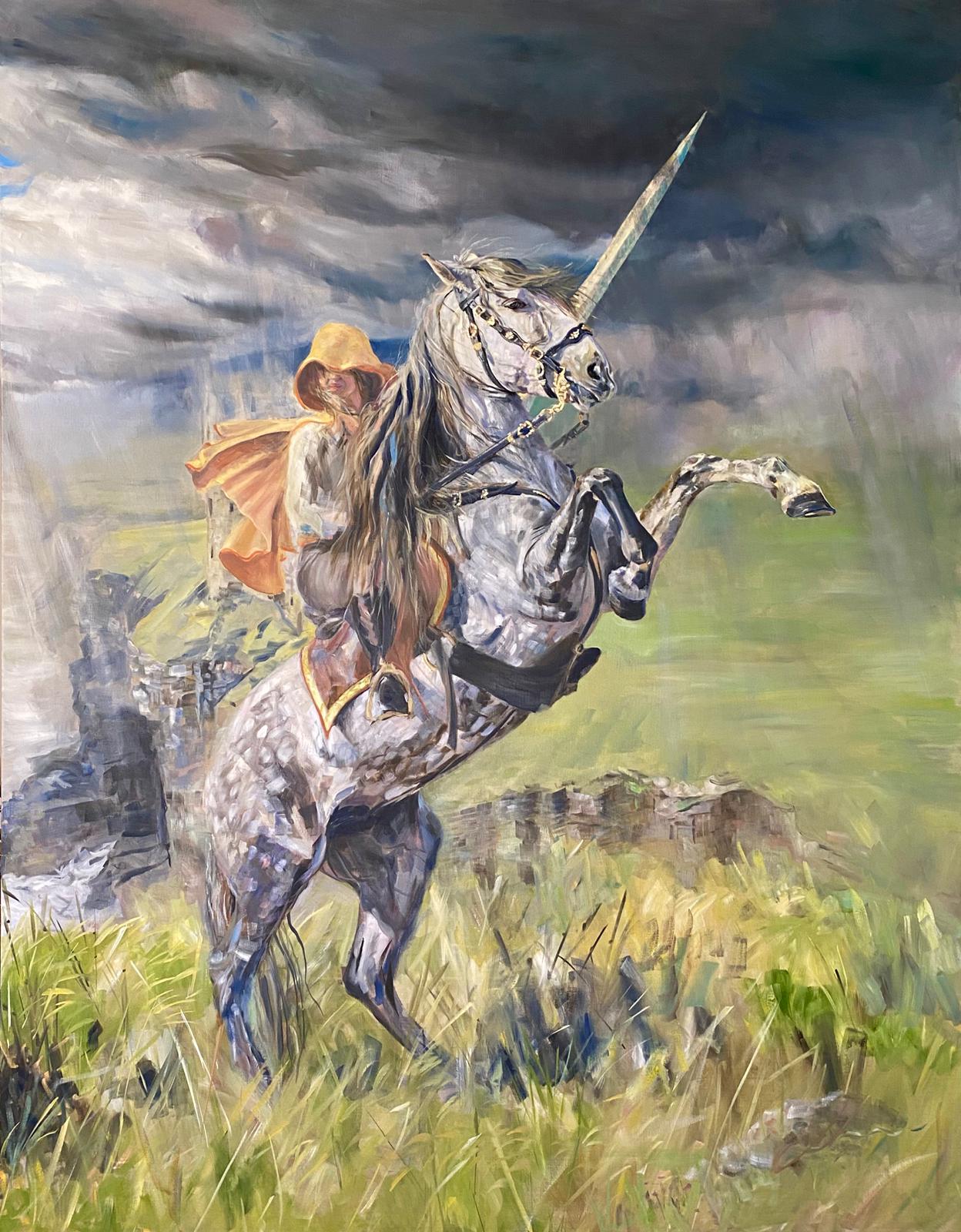 Woman Horse Sword Storm Jo S Stacey Fine Art Oils