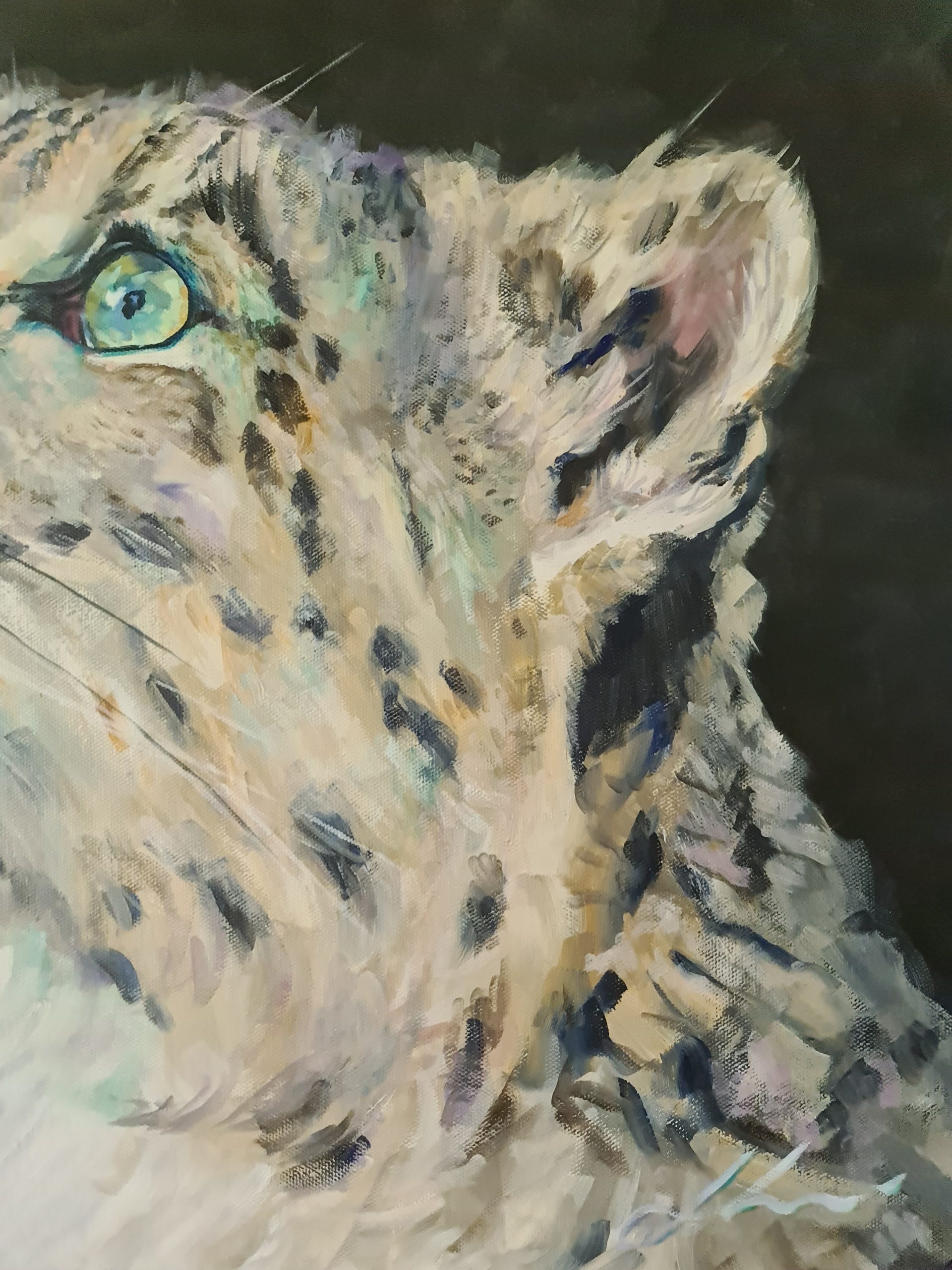 Leopard Looking At Blue Bird Jo Stacey Signature