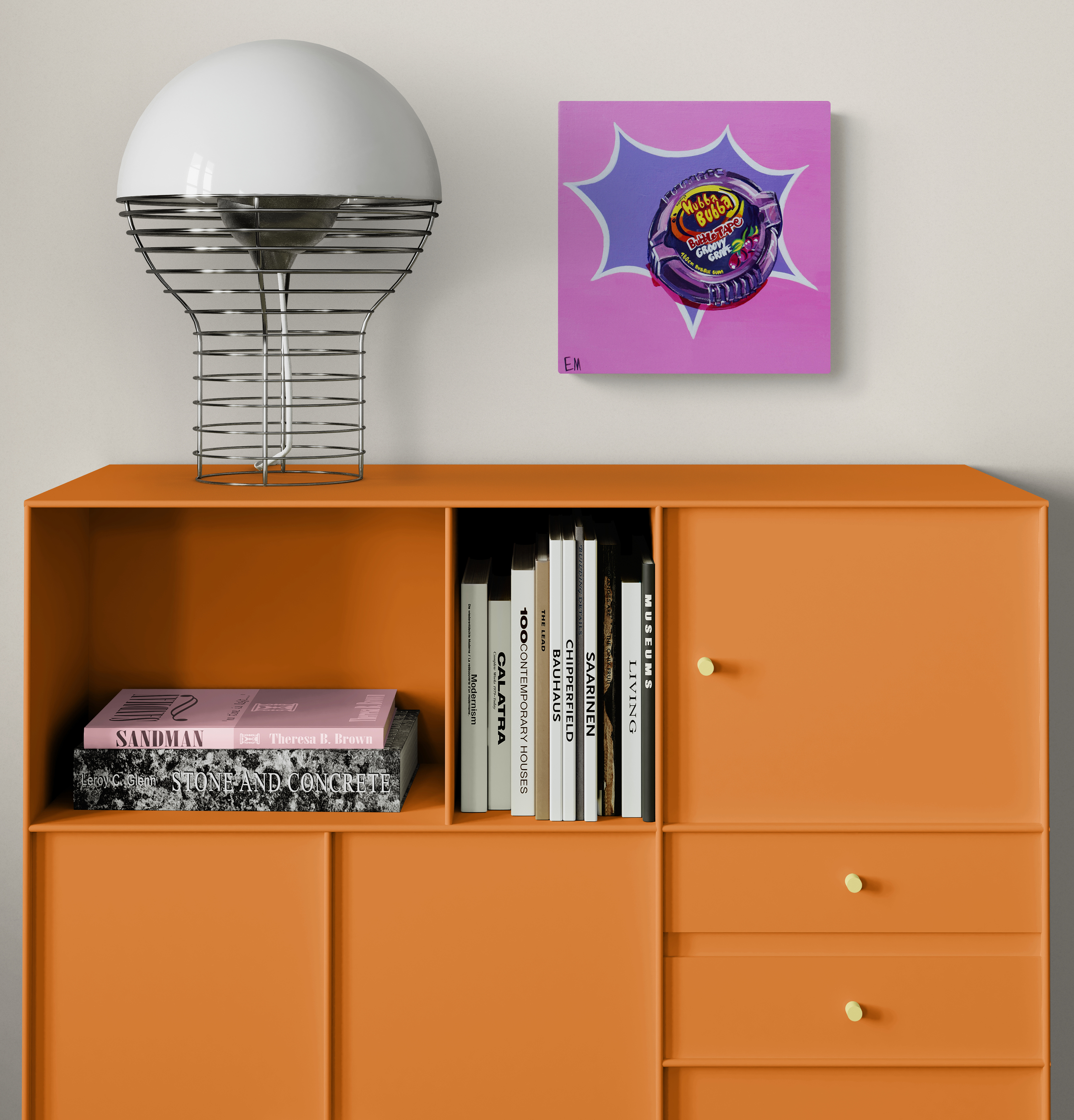 Colorful Cabinet With Lamp And Flowers (2)