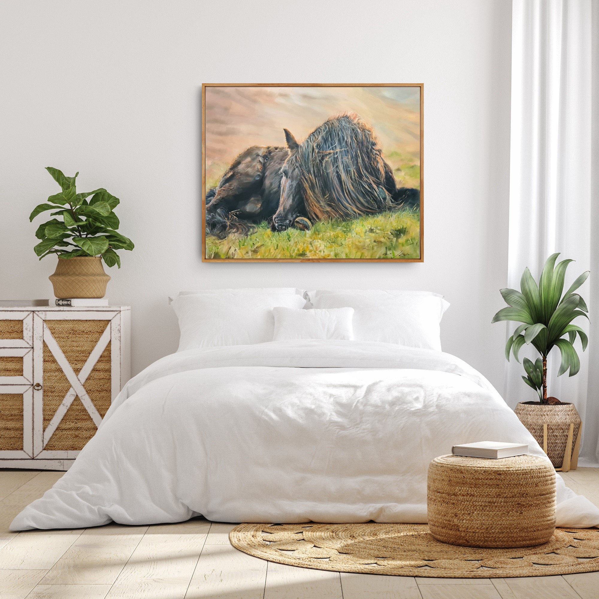 Black Horse Resting In Grass Jo S. Stacey Insitu1