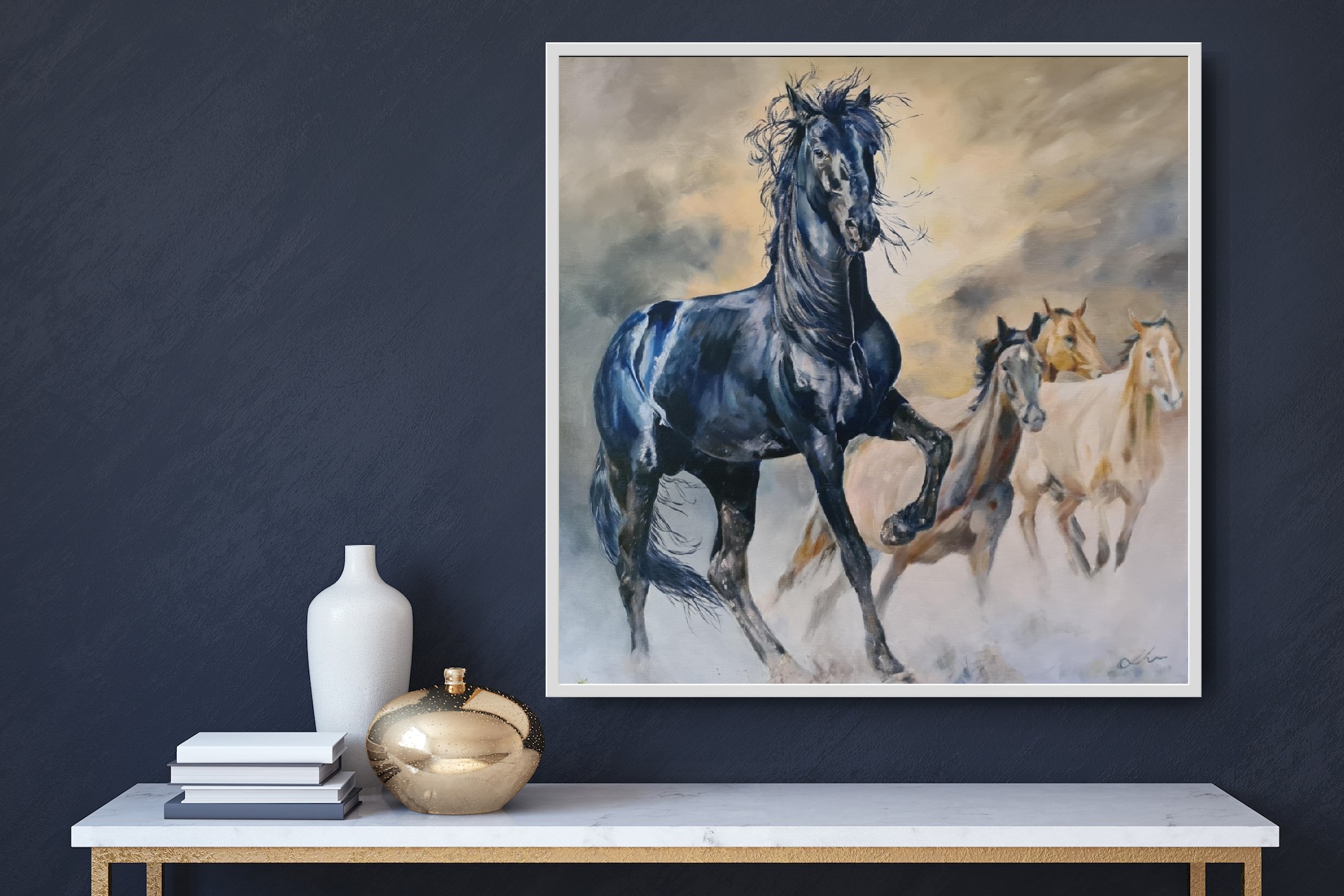 Black Stallion With Band Jo Stacey Insitu3